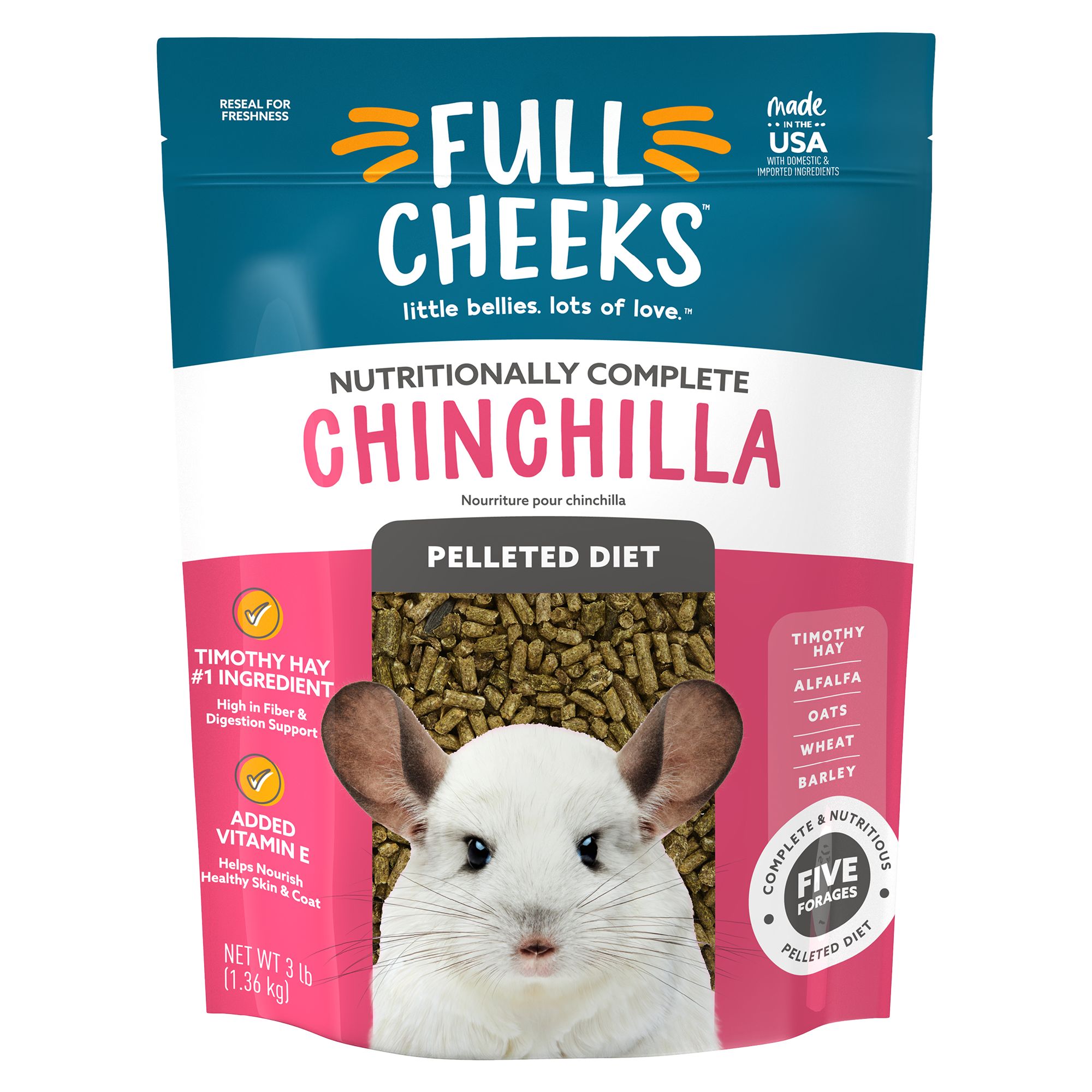 Full Cheeks&trade; Chinchilla Pelleted Food (3 Lb)