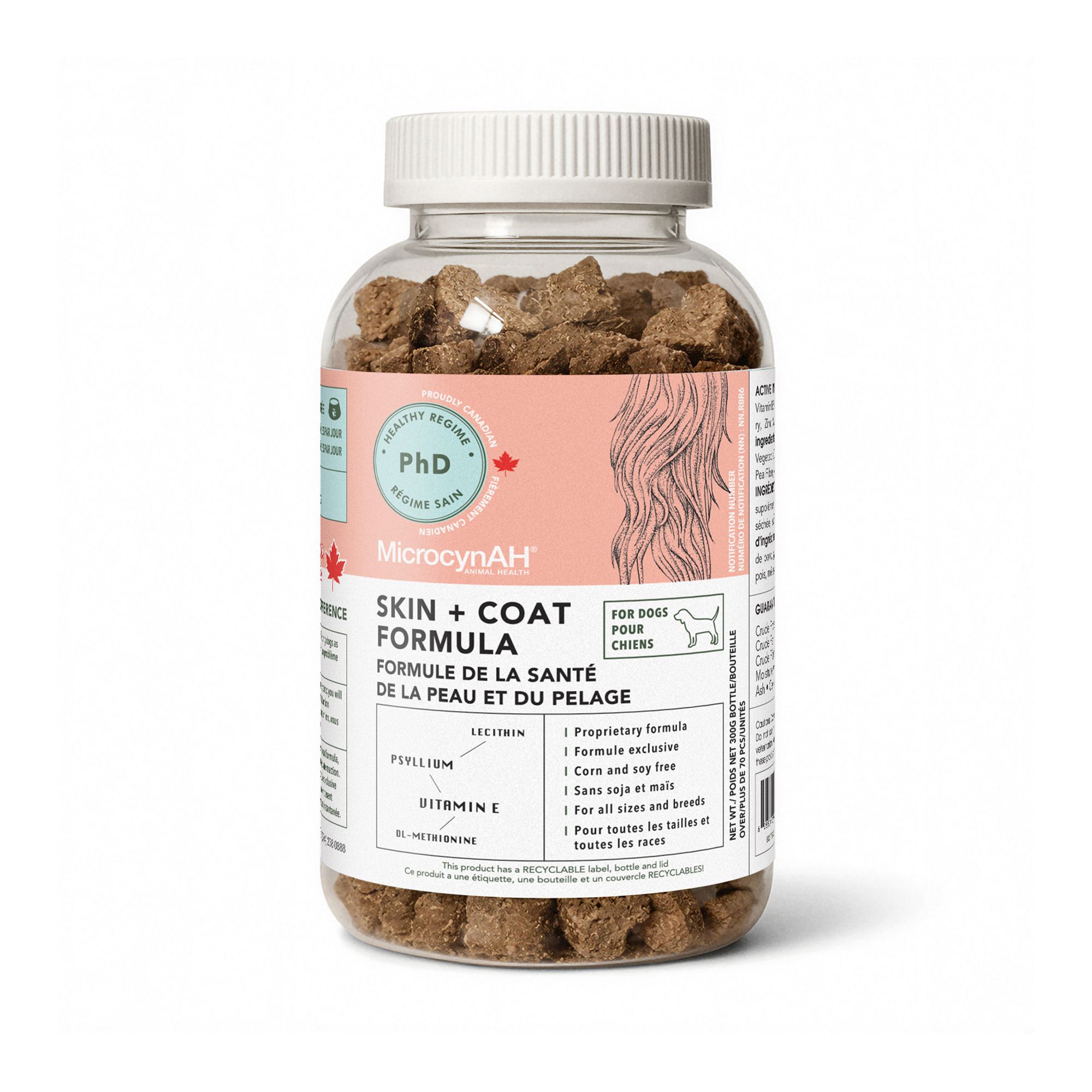 MicrocynAH PhD Daily Regime Skin and Coat Formula for Dogs, 300G (300 g)