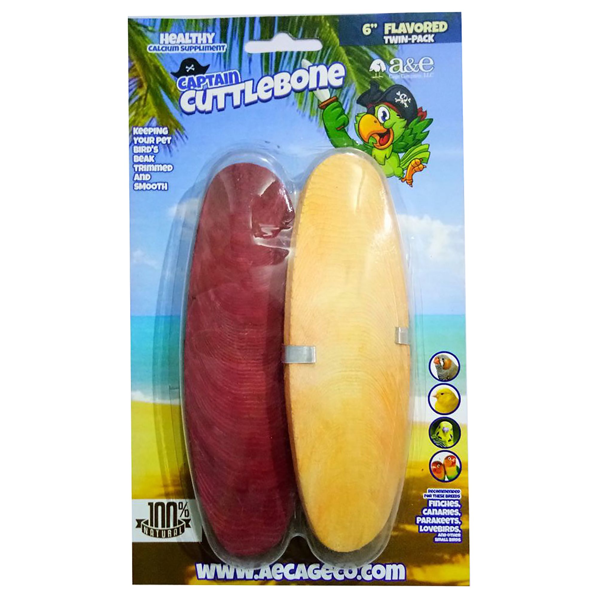 A&E Cage Company Flavored 6" Cuttlebone 2 Pack (2 Count)