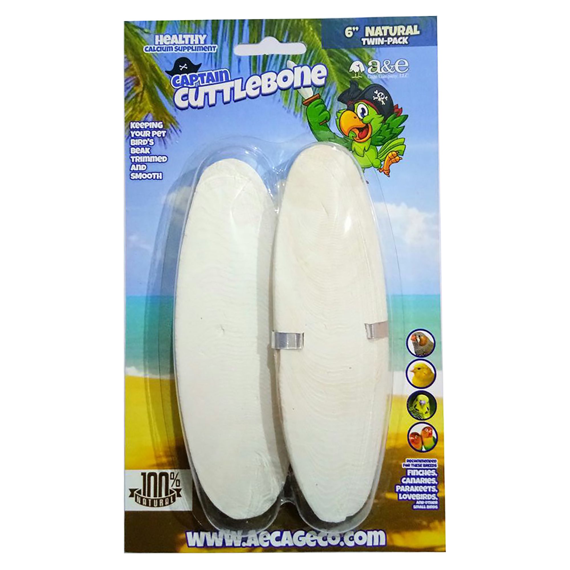 A&E Cage Company Natural 6" Cuttlebone 2 Pack (2 Count)