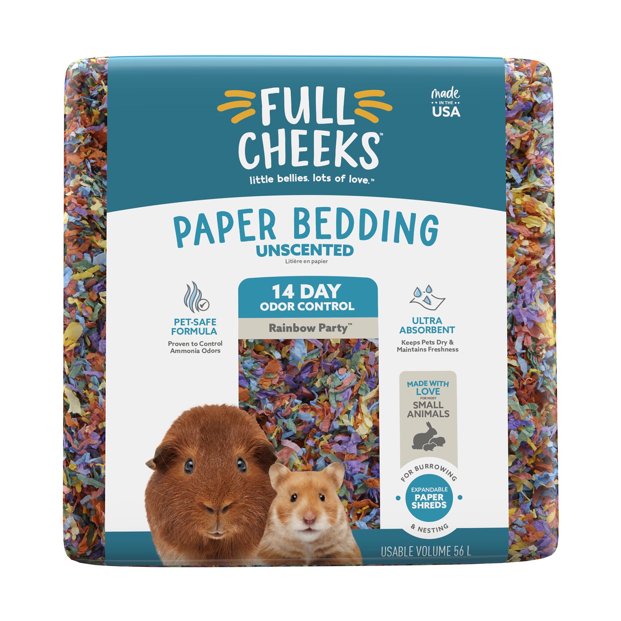 Full Cheeks&trade; Odor Control Small Pet Paper Bedding - Rainbow Party (56 L)