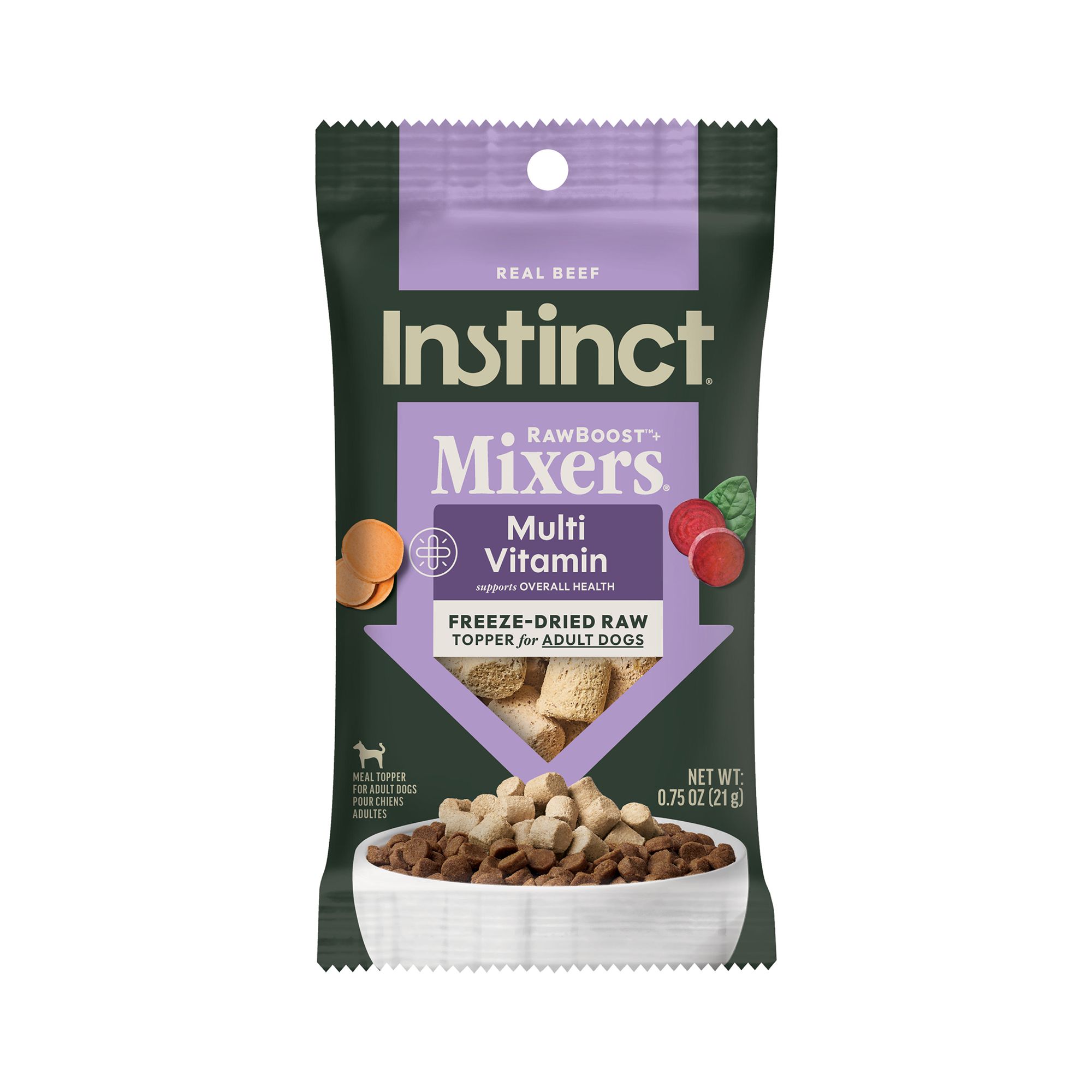 Instinct Raw Boost Mixers Multivitamin Freeze-Dried Adult Dog Food Topper - Raw, Grain Free, Beef, Size: 0.75 oz | PetSmart Yellow