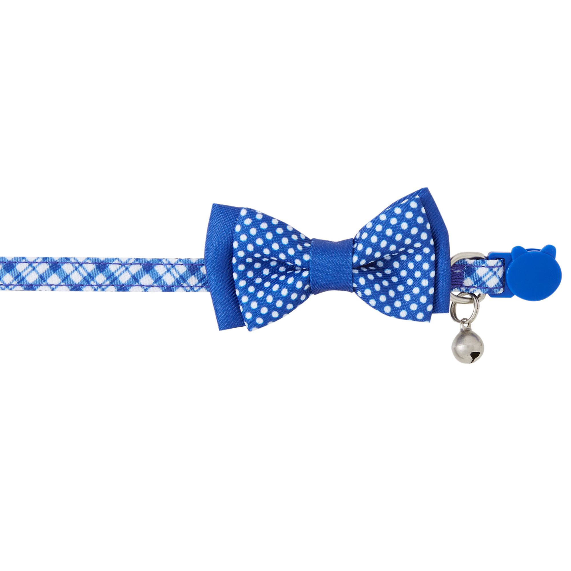 Whisker City® Blue Plaid Bow Tie Easy Release Kitten & Cat Collar (Cat (Adult))