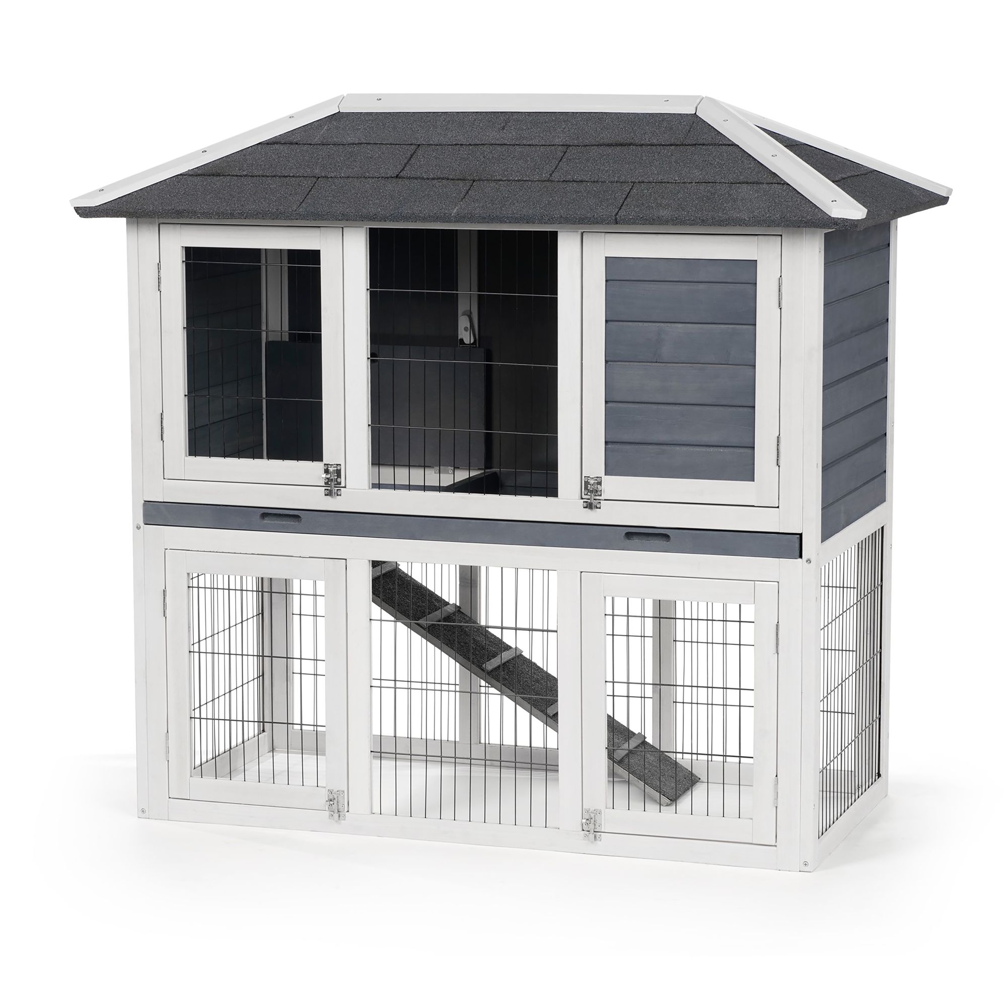 Prevue Pet Products Bunny Rabbit Hutch Duplex in Grey | PetSmart
