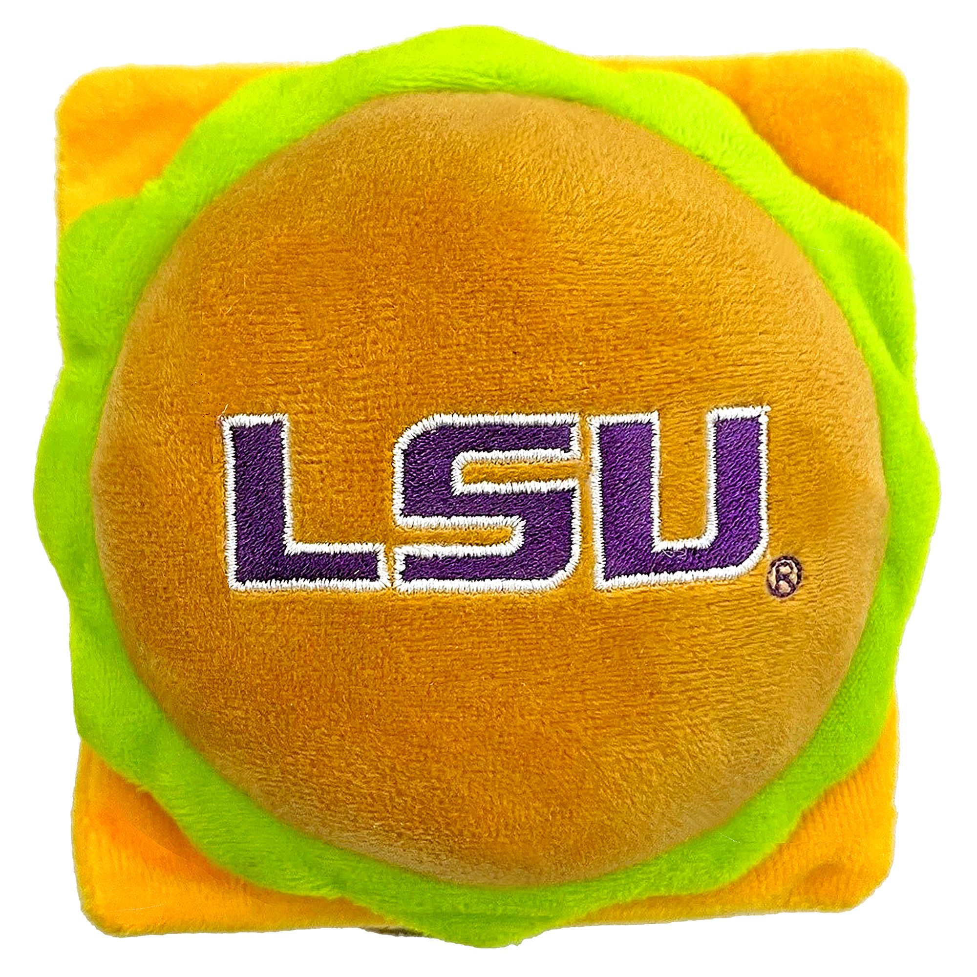 Pets First LSU Plush Hamburger Dog Toy | PetSmart
