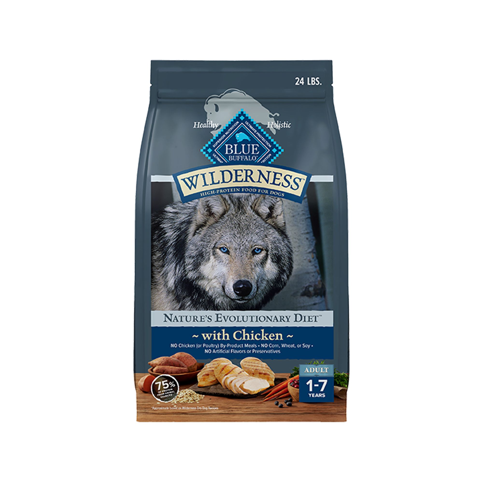 Blue Buffalo Wilderness Nature's Evolutionary Diet Adult Dry Dog Food - Chicken, Size: 24 lb | PetSmart