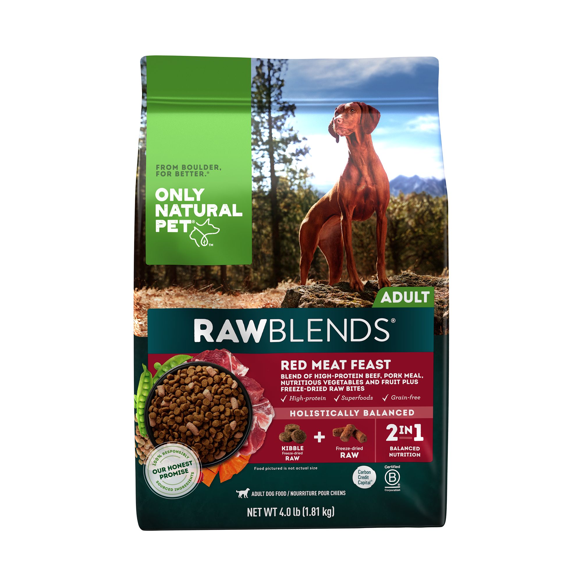 Only Natural Pet RawBlends Adult Dog Food - Grain Free, With Raw Bites, Red Meat Feast, Size: 4 lb | PetSmart