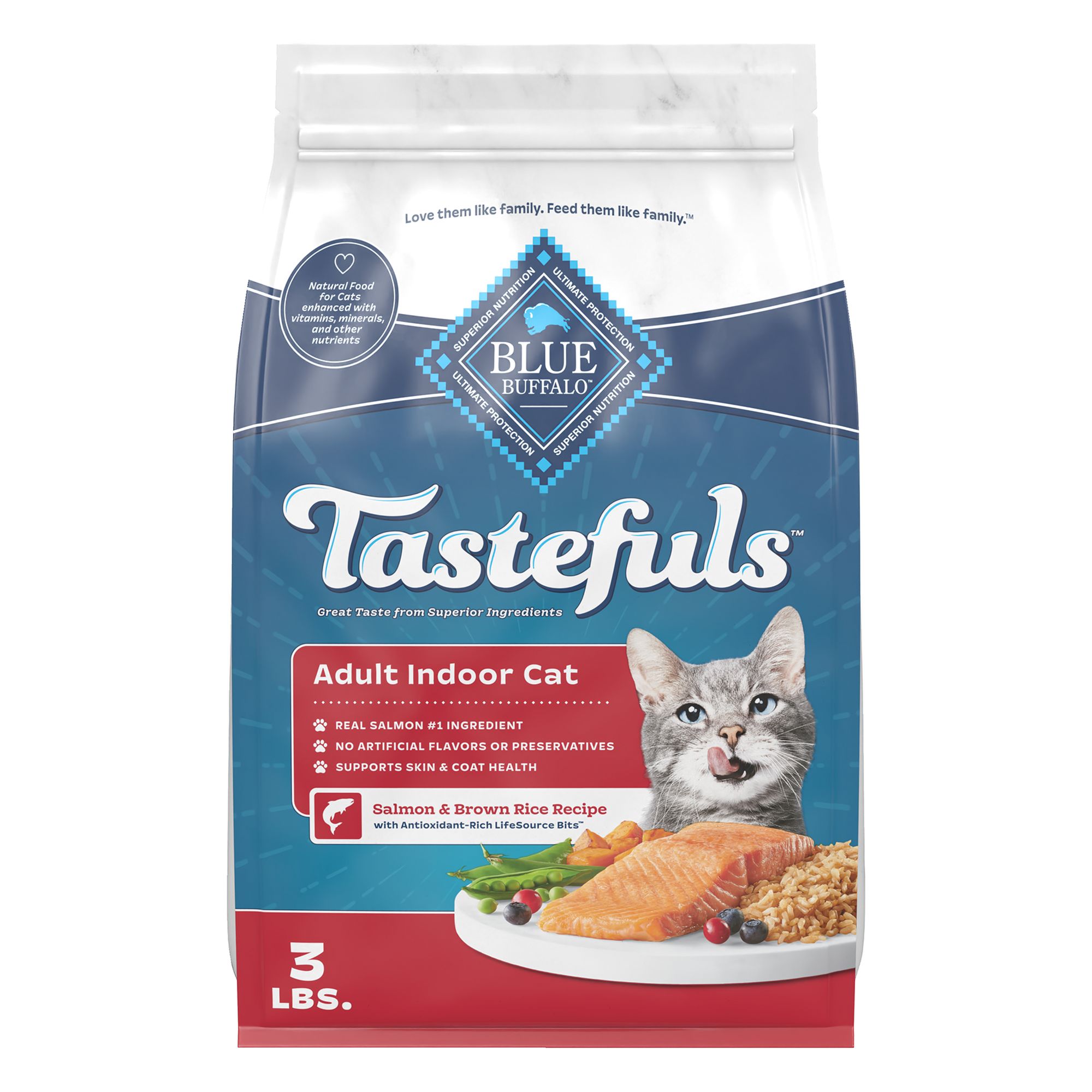 Blue Buffalo Tastefuls; Adult Dry Cat Food - Natural, Salmon, Size: 3 lb | PetSmart