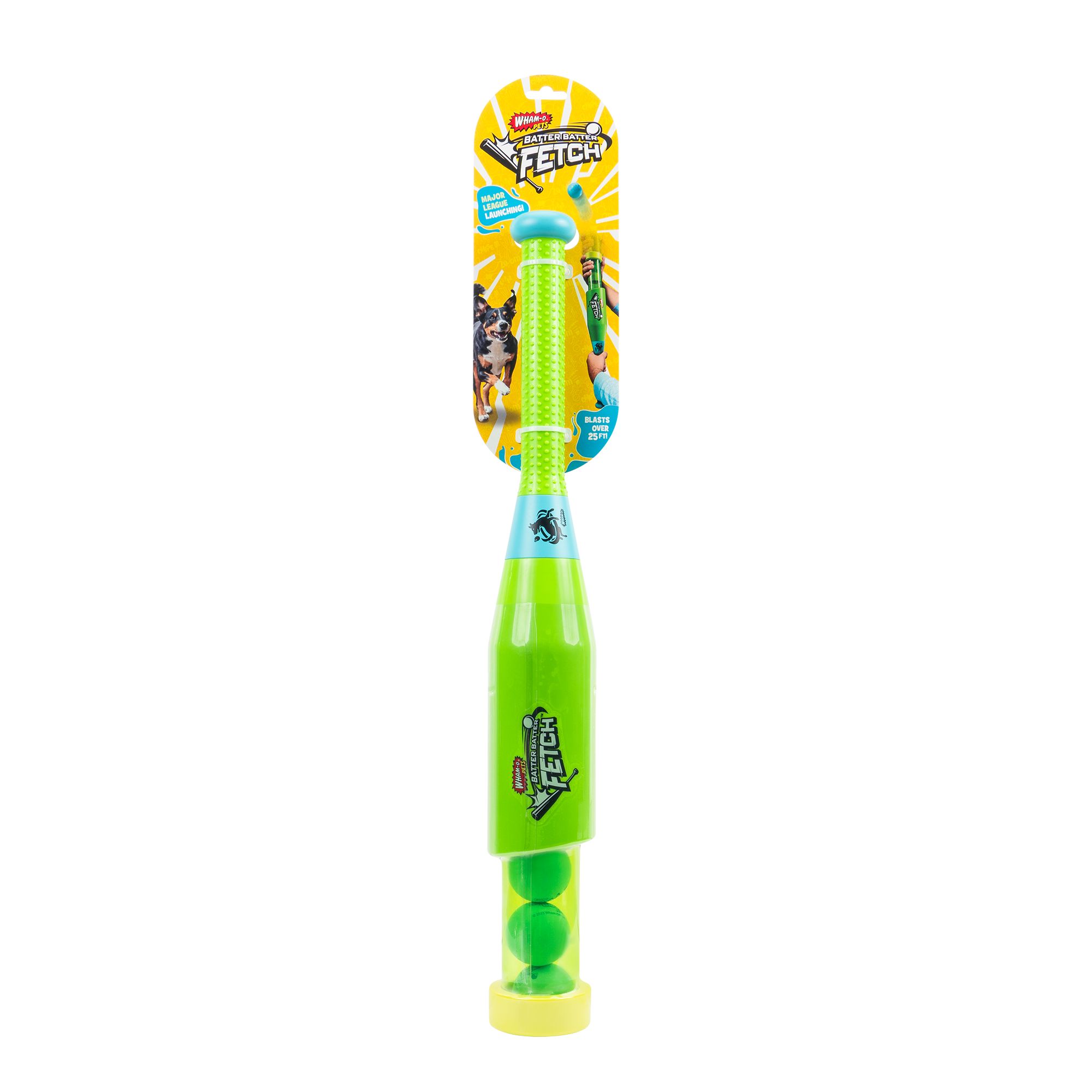 Wham-O Pets Batter Fetch Launcher Dog Toy 3 Balls in Green/Blue | PetSmart
