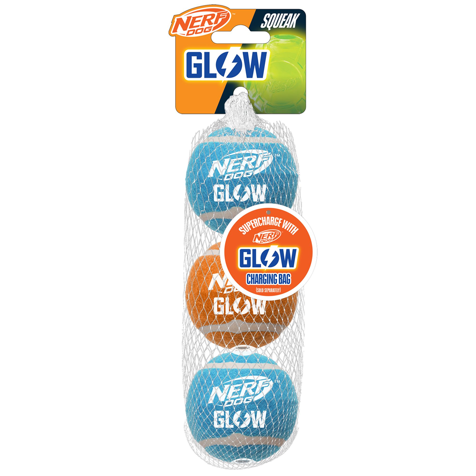 Nerf Dog Glow Tennis Balls 3 Pack in In The Dark | PetSmart Size: count