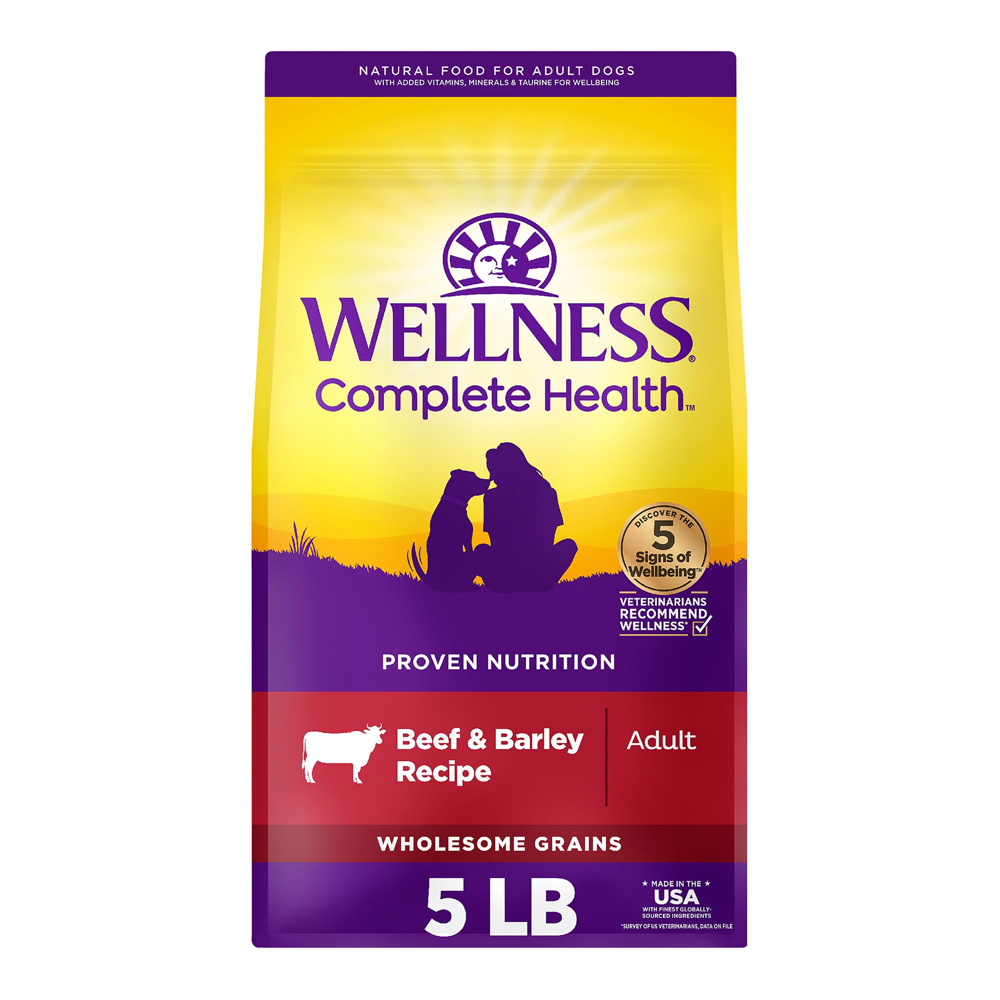 Wellness Complete Health Adult Dog Food - Natural, Size: 5 lb, Flavor: Beef | PetSmart Green