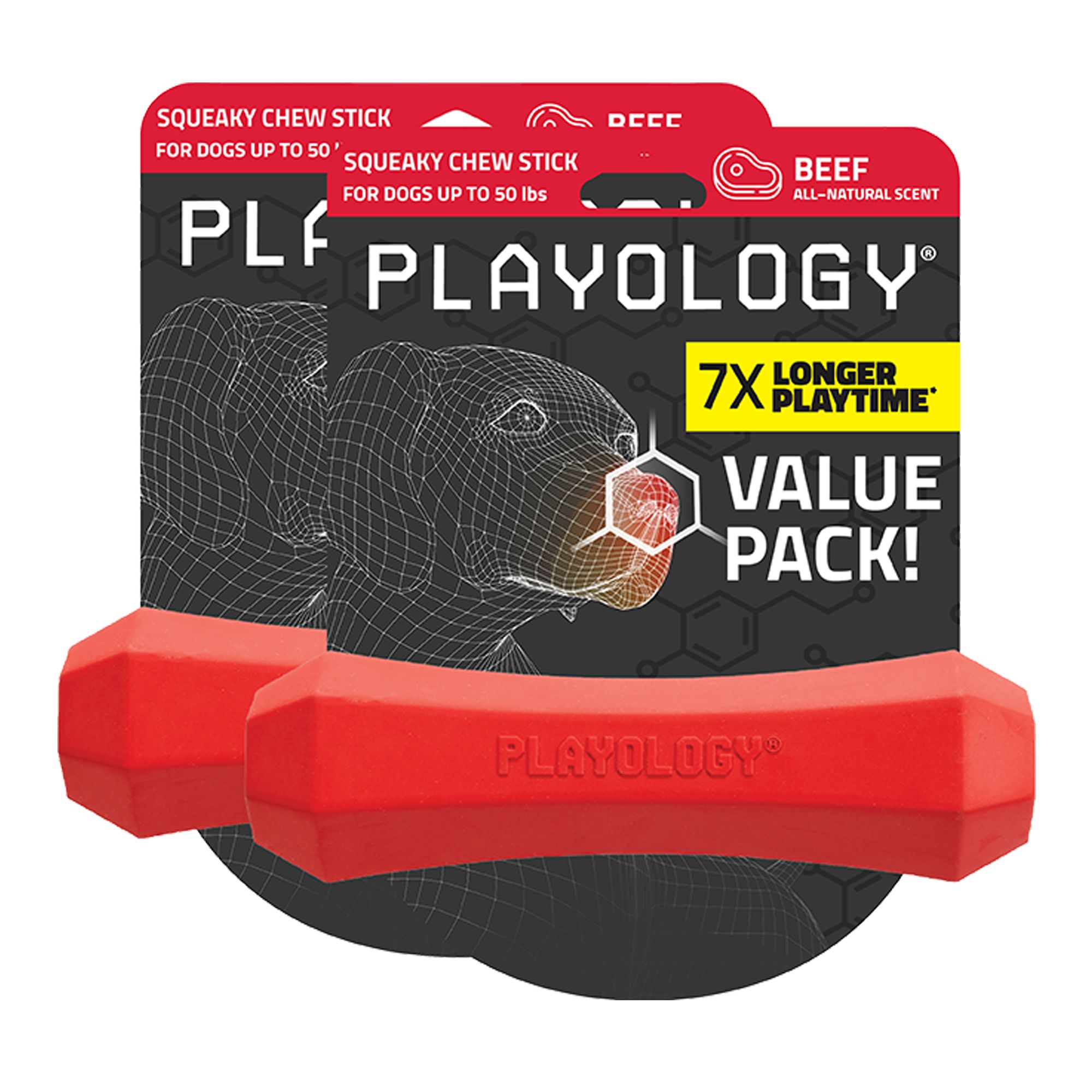 Playology Squeaky Chew Stick Peanut Butter or Beef Flavored in Dark Brown, Size: 2 Count | PetSmart