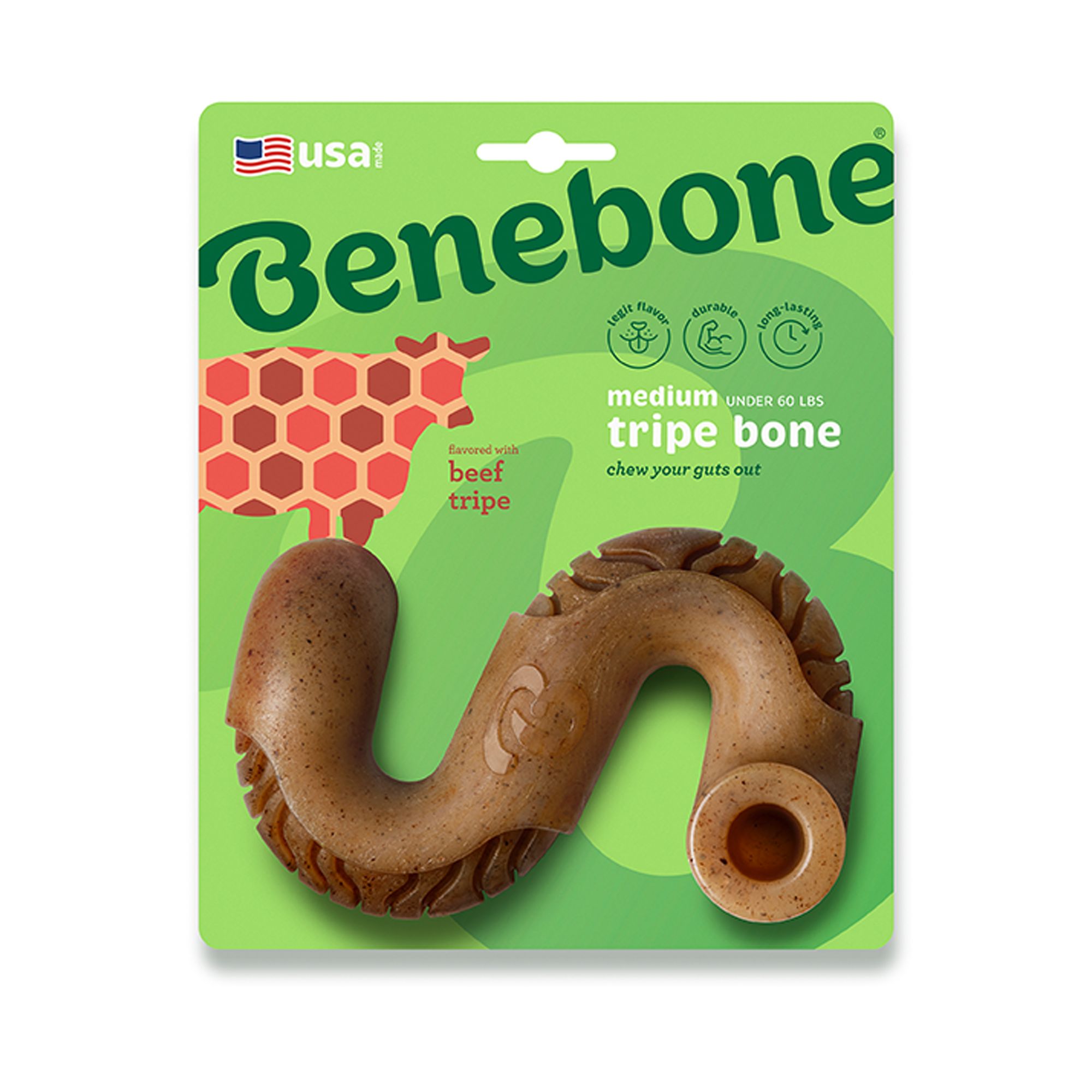 Benebone Tripe Bone Tough Dog Chew Toy, Size: Medium | PetSmart