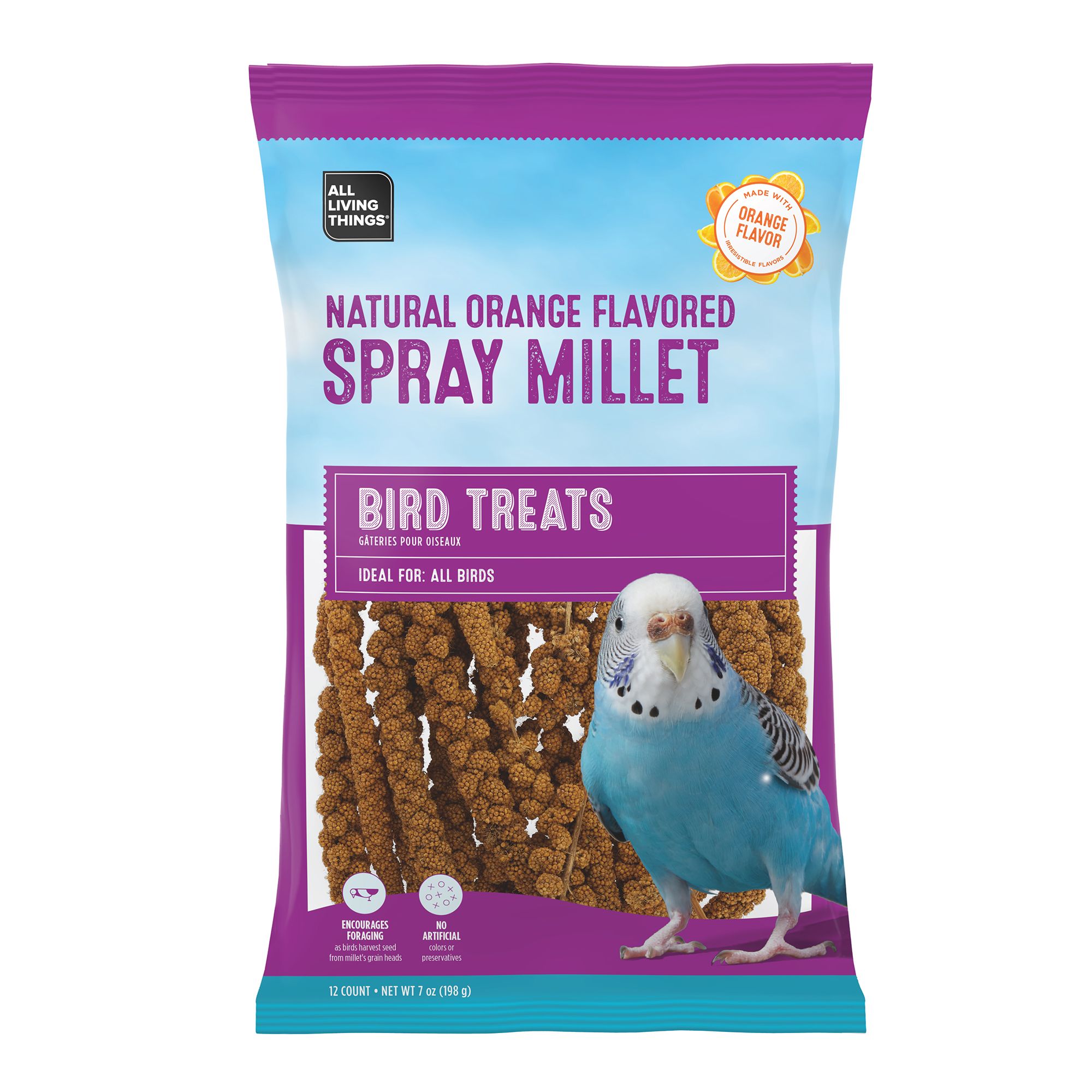 All Living Things® Naturally Orange Flavored Spray Millet Bird Treats (8 Oz)