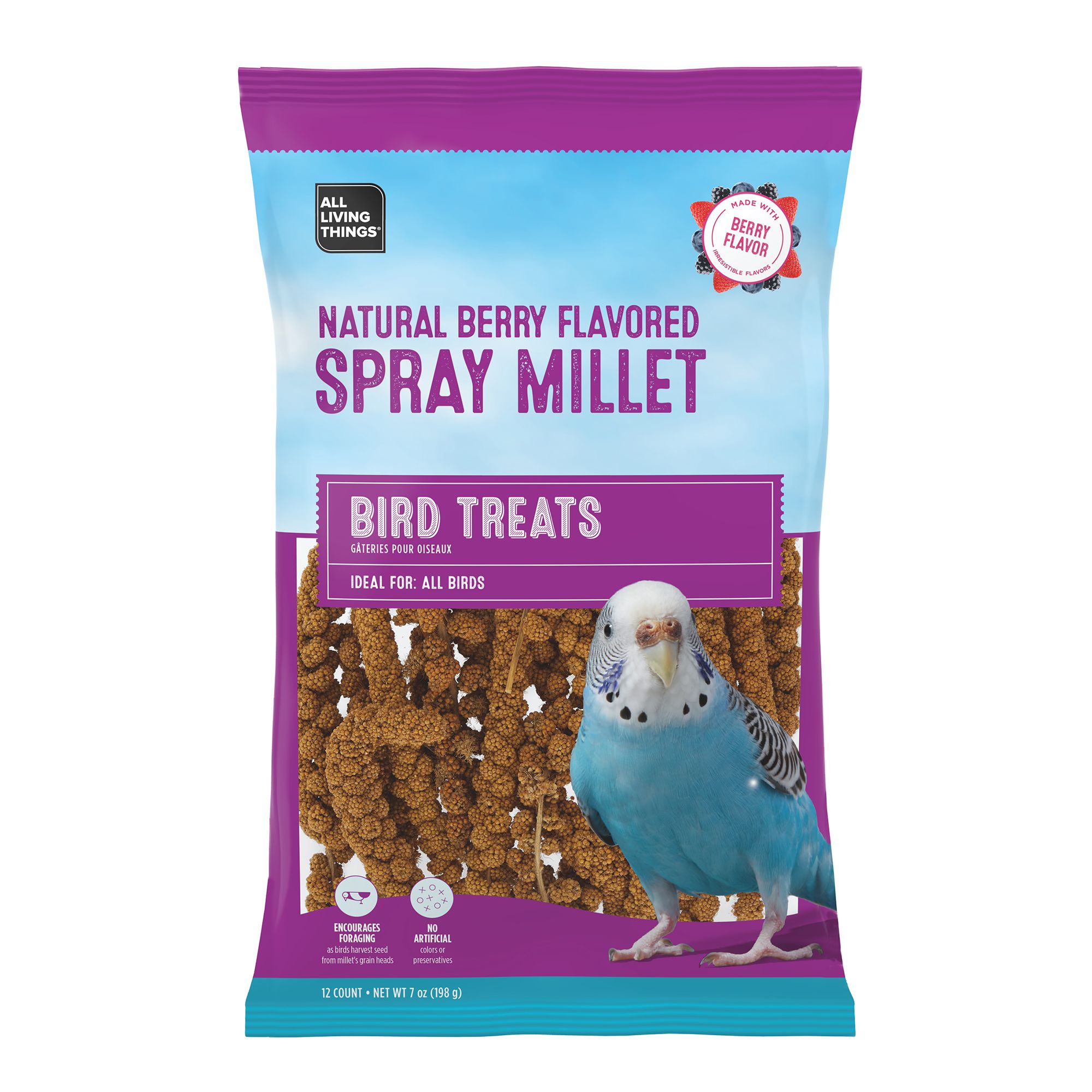 All Living Things® Naturally Berry Flavored Spray Millet Bird Treats - Fruit Flavor Treats - 8oz (8 Oz)