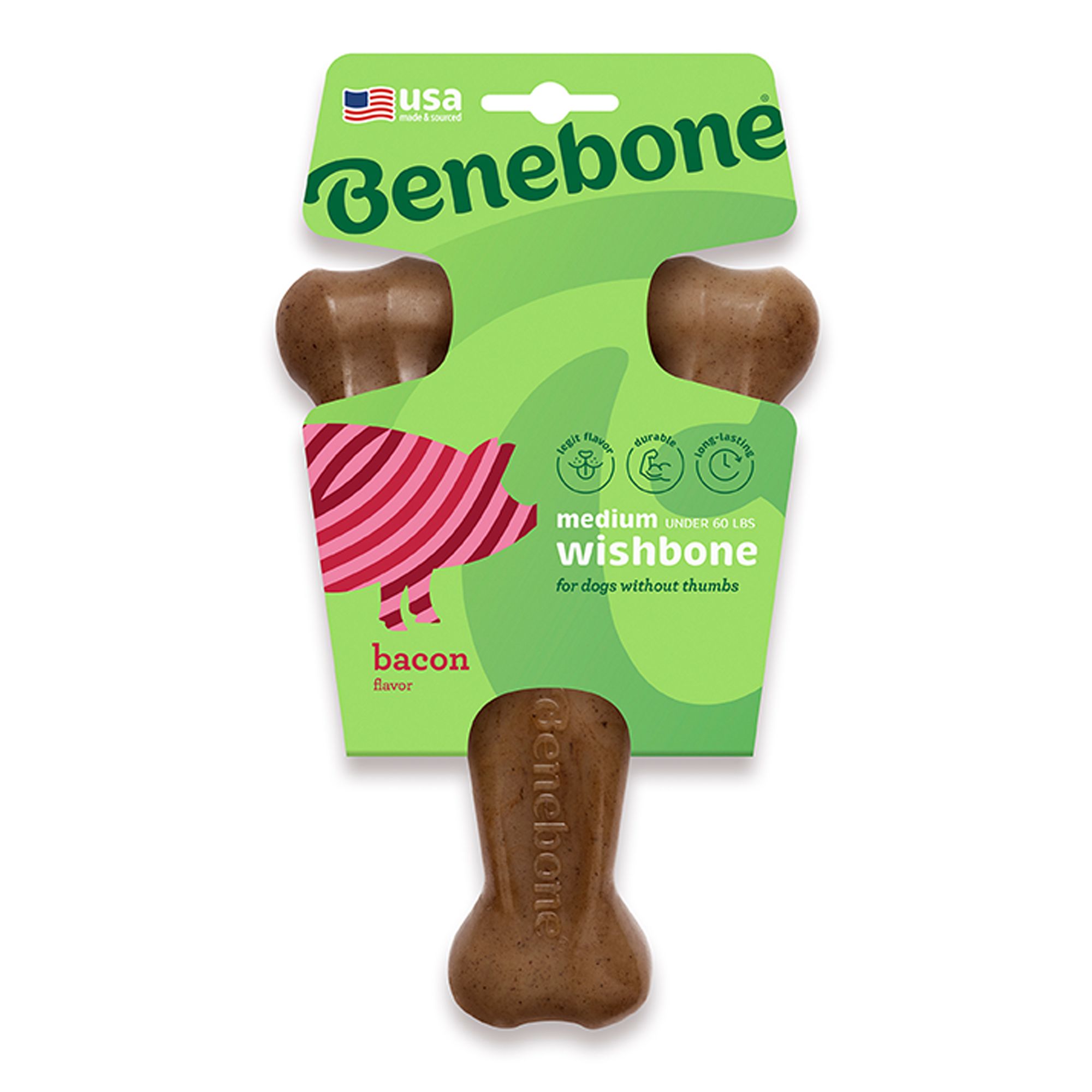 Benebone® Wishbone Durable Dog Chew Toy, Bacon Flavored (Medium)