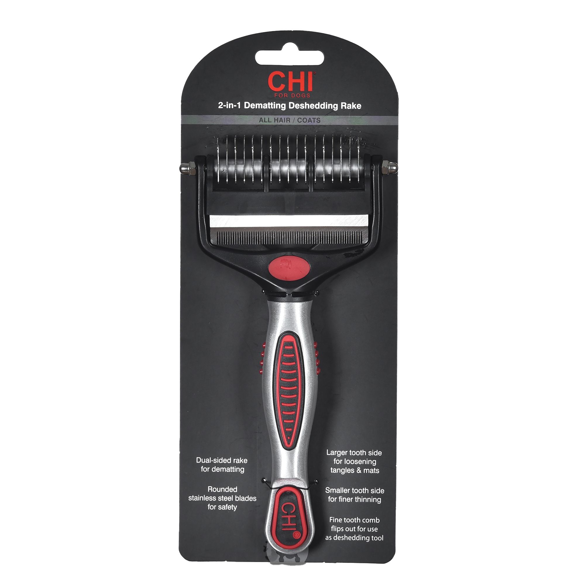 CHI for Dogs 2-in-1 Dematting Deshedding Rake | PetSmart