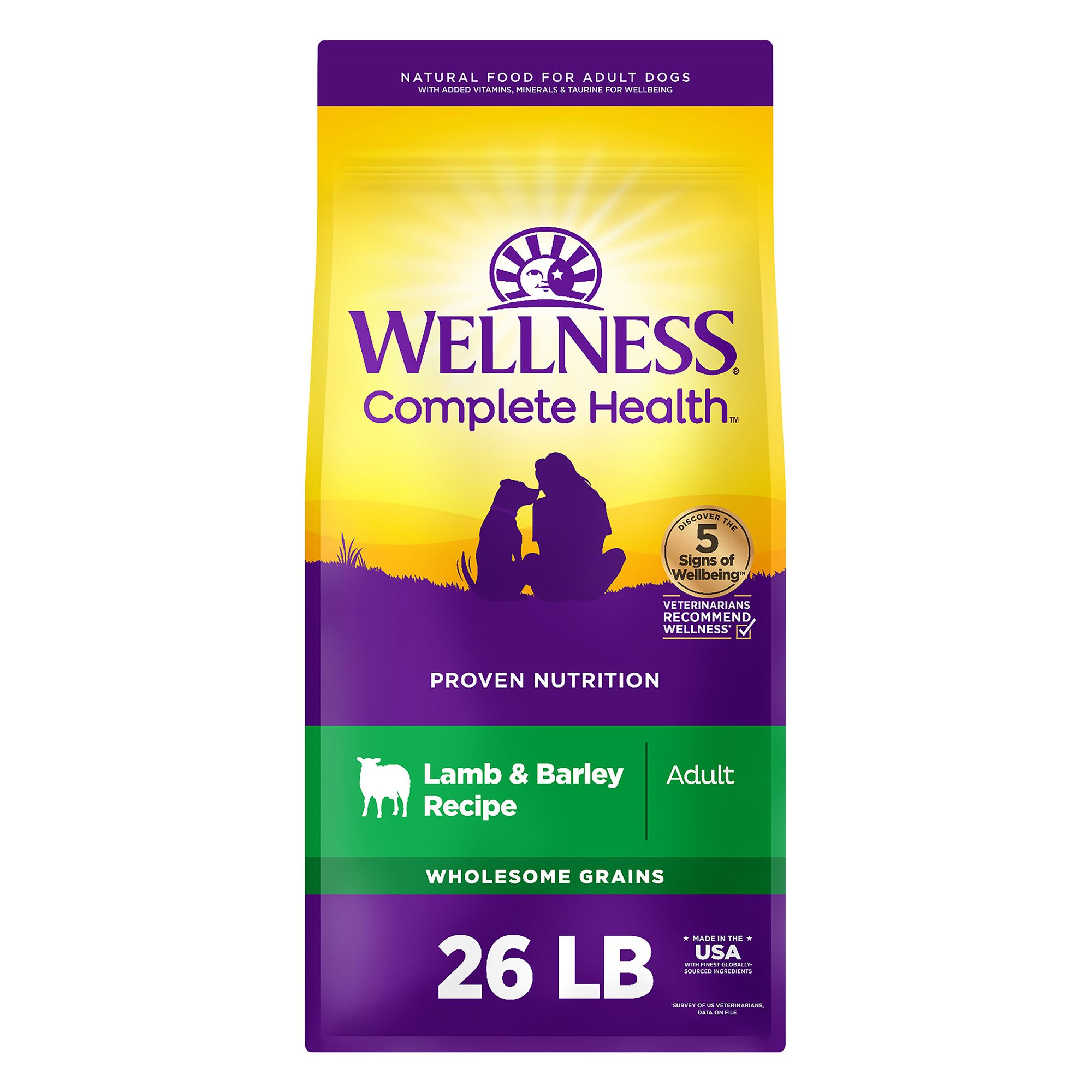 Wellness Complete Health Adult Dog Food - Natural, Size: 26 lb, Flavor: Lamb | PetSmart Green