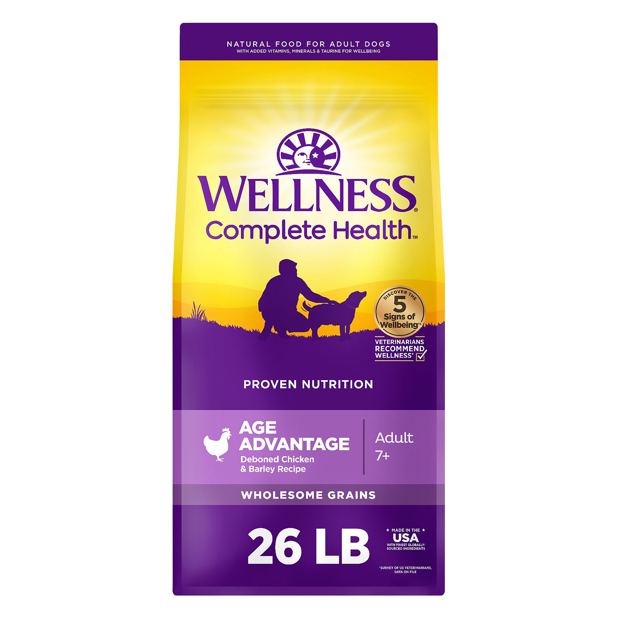 Wellness Complete Health Senior Dry Dog Food - Natural, Chicken and Barley, Size: 26 lb | PetSmart Green