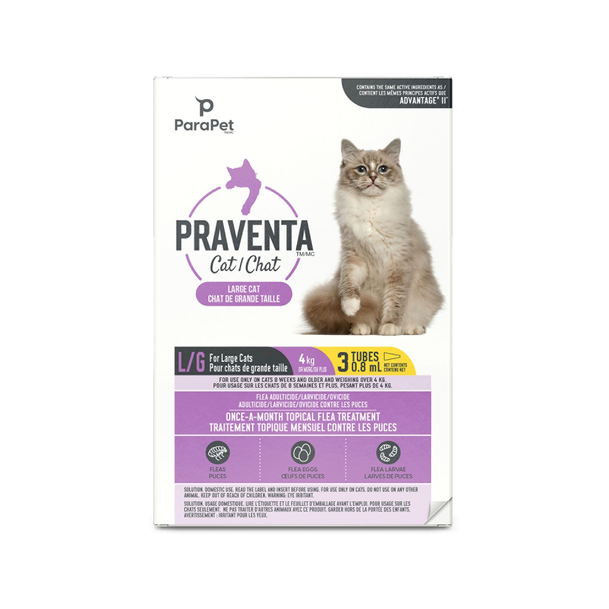 Parapet Praventa for Cats- Topical Flea Treatment - Large Cats (3 Count)