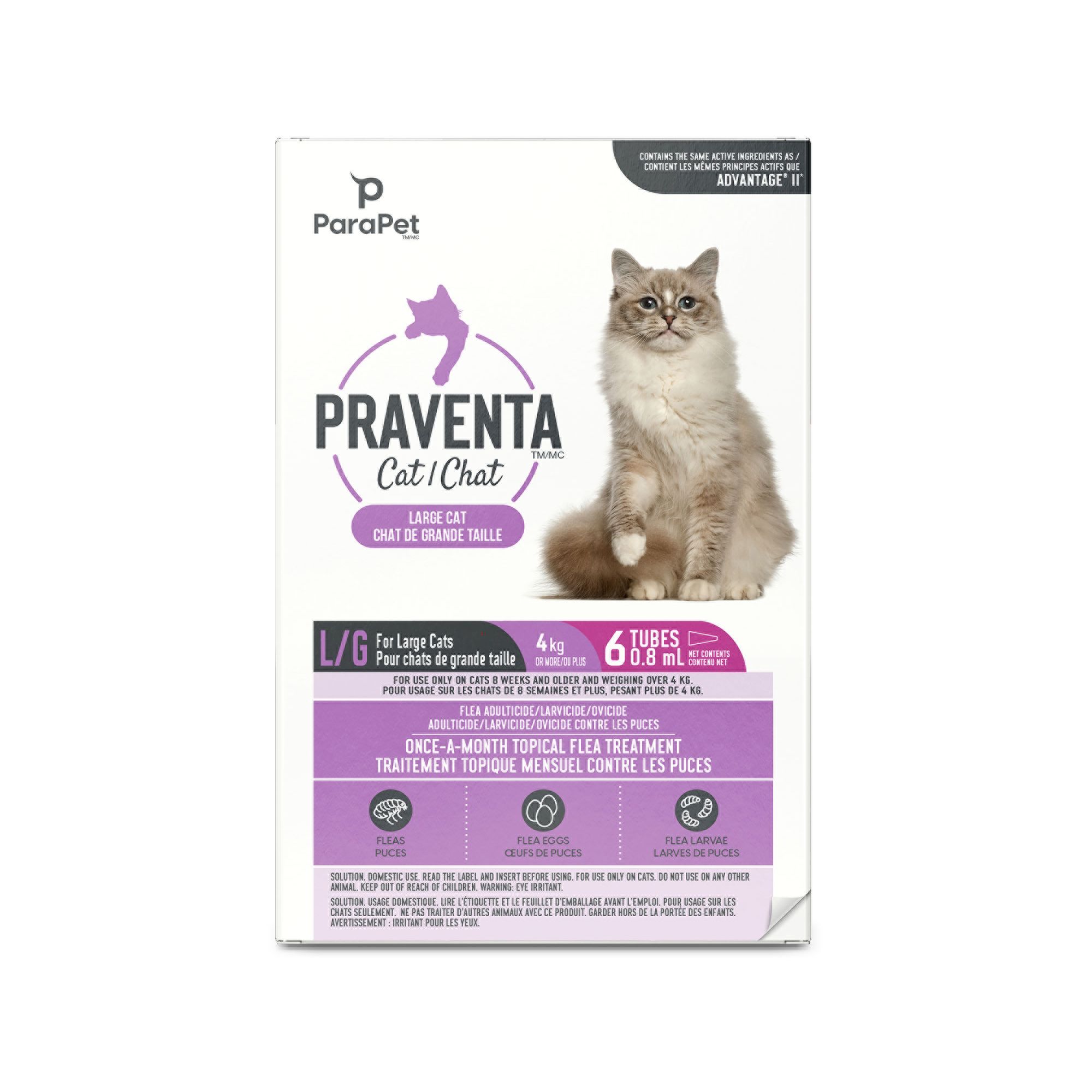 Parapet Praventa for Cats- Topical Flea Treatment - Large Cats (6 Count)