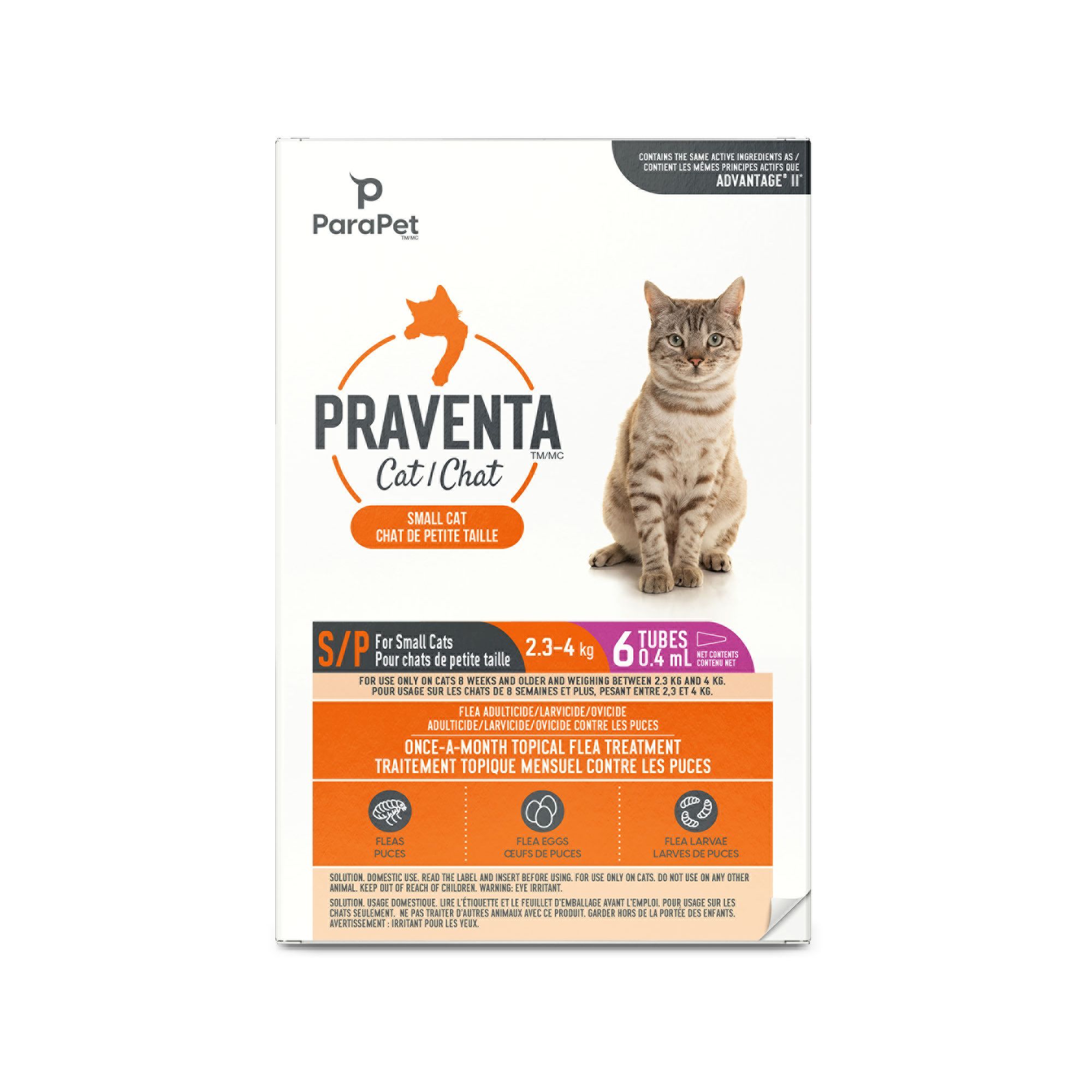 Parapet Praventa for Cats - Topical Flea Treatment - Small Cats (6 Count)