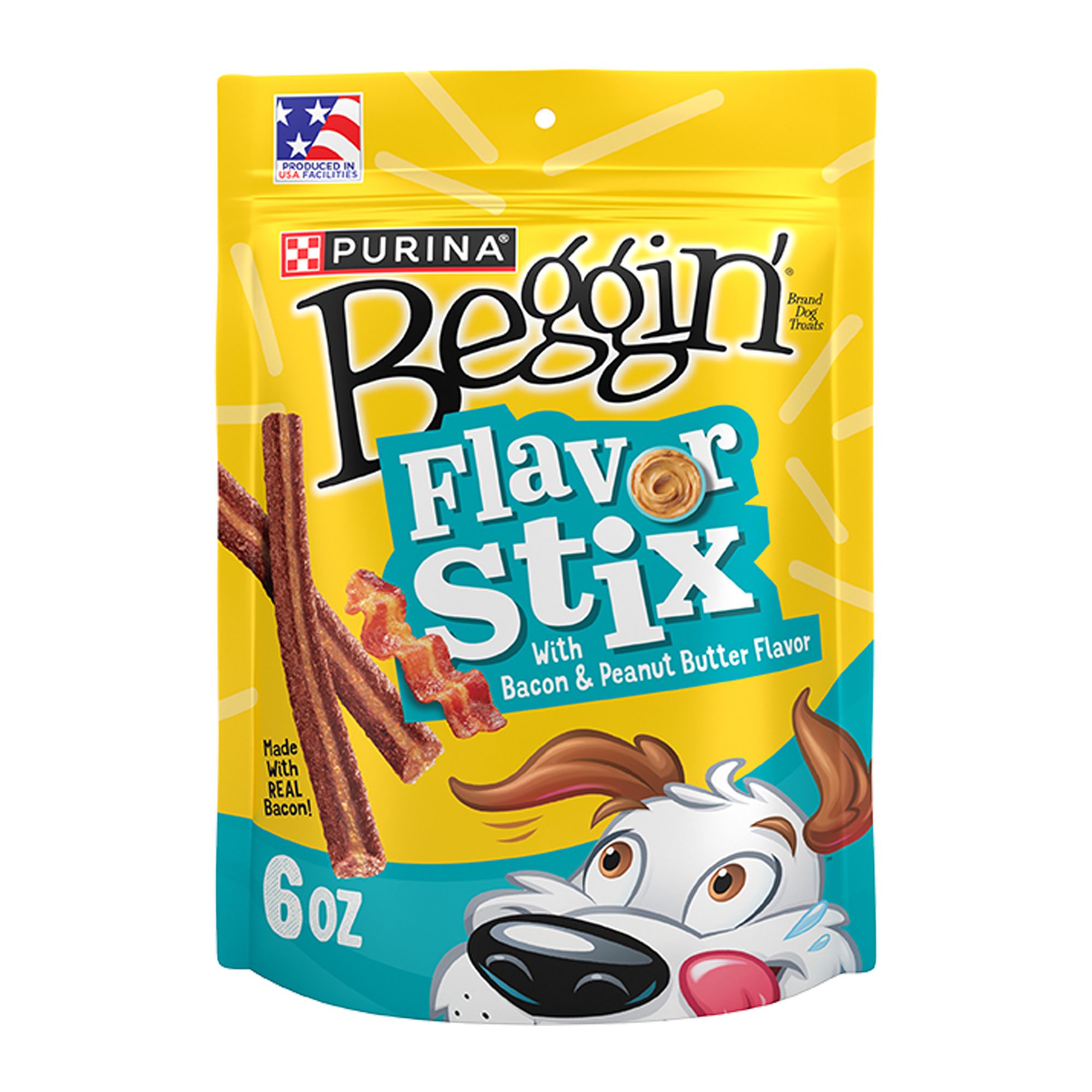 Beggin' Strips Purina Flavor Stix with Bacon and Peanut Butter Dog Treats, Size: 6 oz | PetSmart Yellow