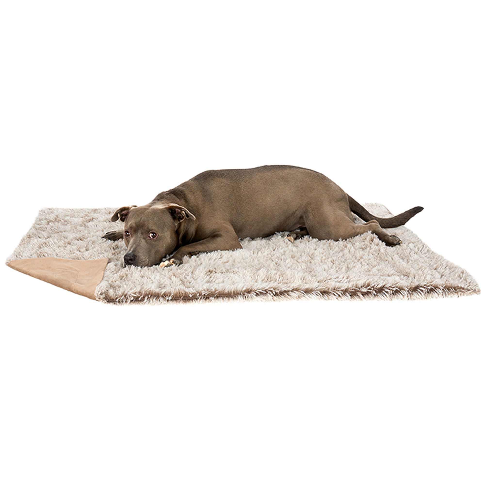 FurHaven Calming Long Faux Fur & Velvet Waterproof Extra Large Dog Blanket - Driftwood 50Lx35W