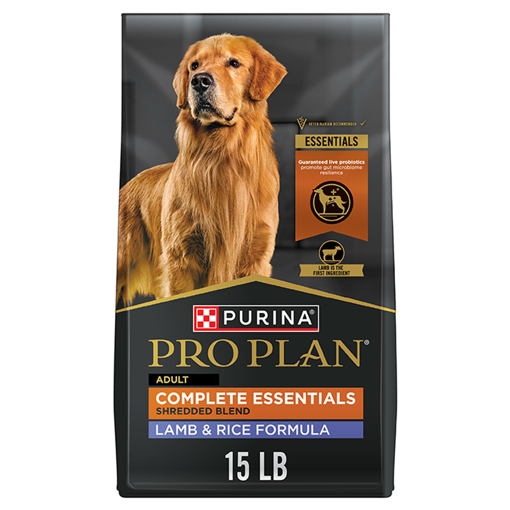 Purina Pro Plan Complete Essentials Shredded Blend Adult Dog Dry Food - Lamb and Rice, Size: 15 lb | PetSmart