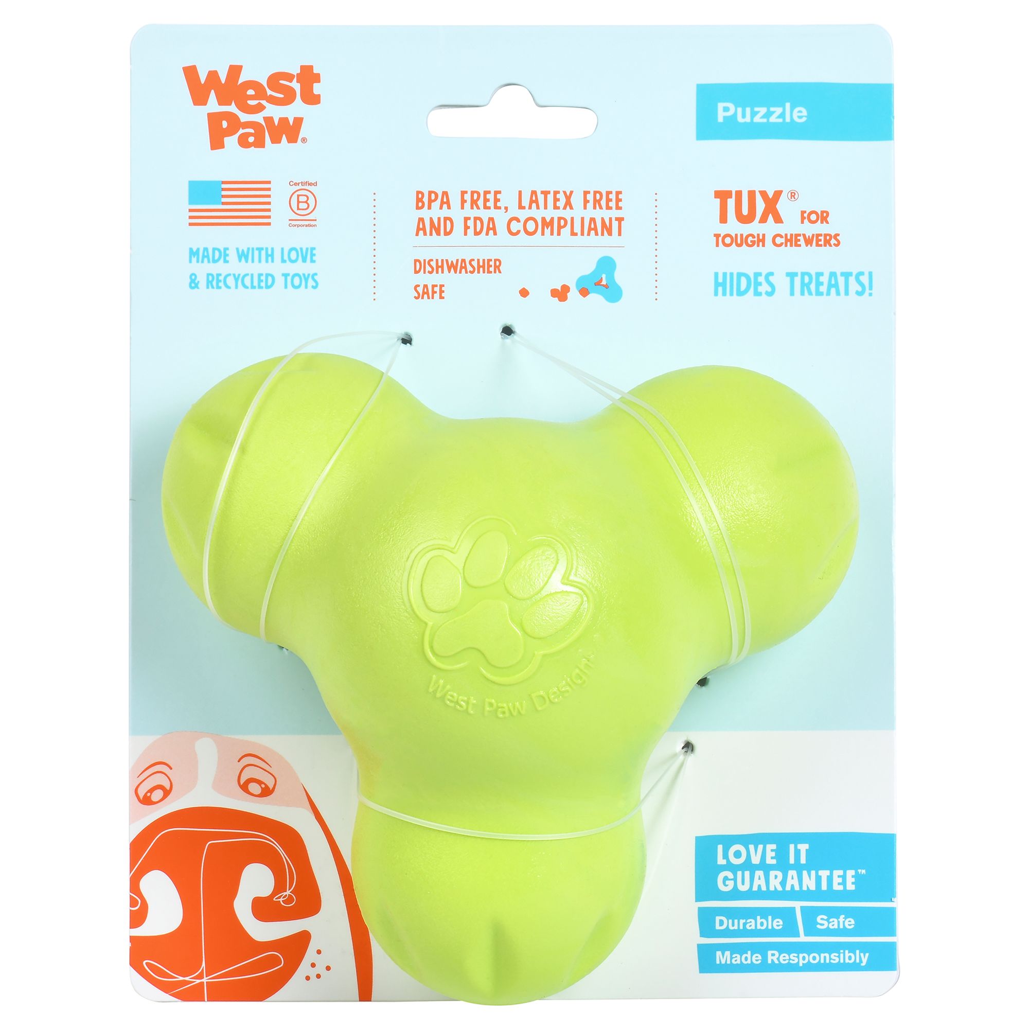 West Paw Zogoflex Tux Dog Toy in Green, Size: Large | PetSmart