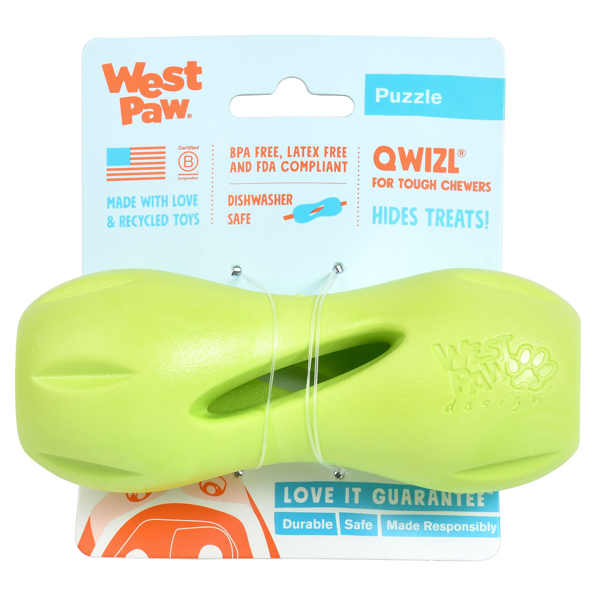 West Paw Zogoflex Qwizl Dog Toy in Green, Size: Small | PetSmart