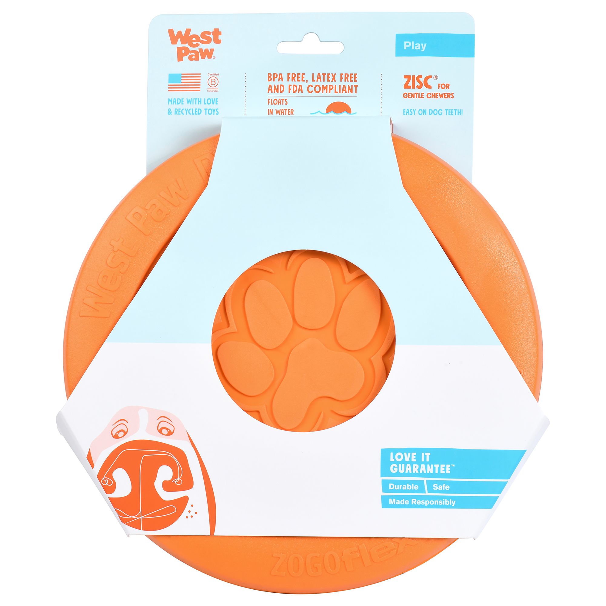West Paw Zogoflex Zisc Flyer Dog Toy in Orange, Size: Large | PetSmart