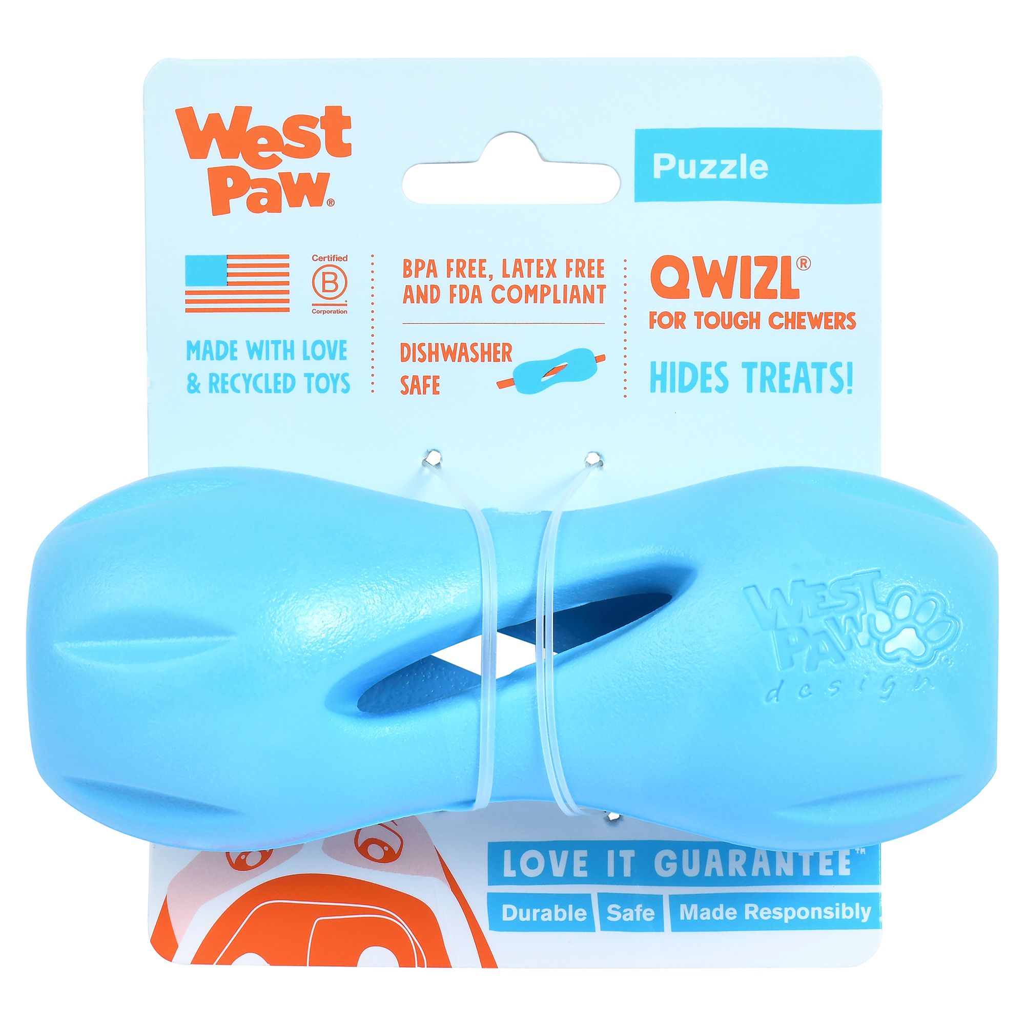West Paw Zogoflex Qwizl Dog Toy in Blue, Size: Small | PetSmart