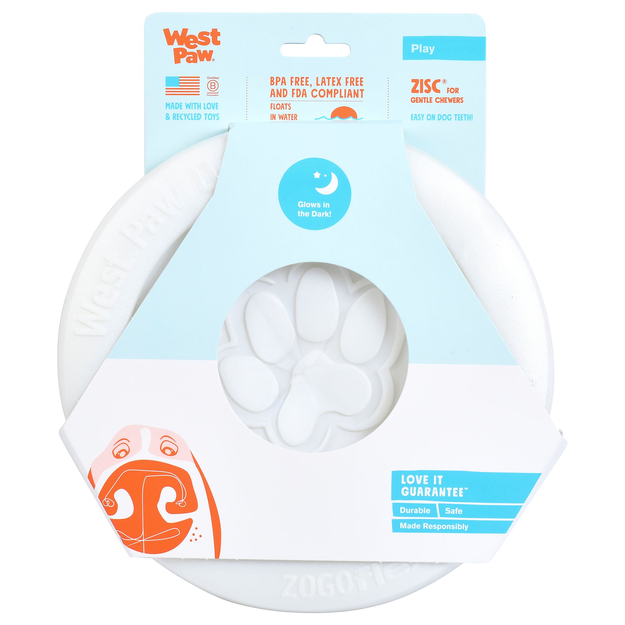 West Paw Zogoflex Large Glow Zisc Flyer Dog Toy | PetSmart