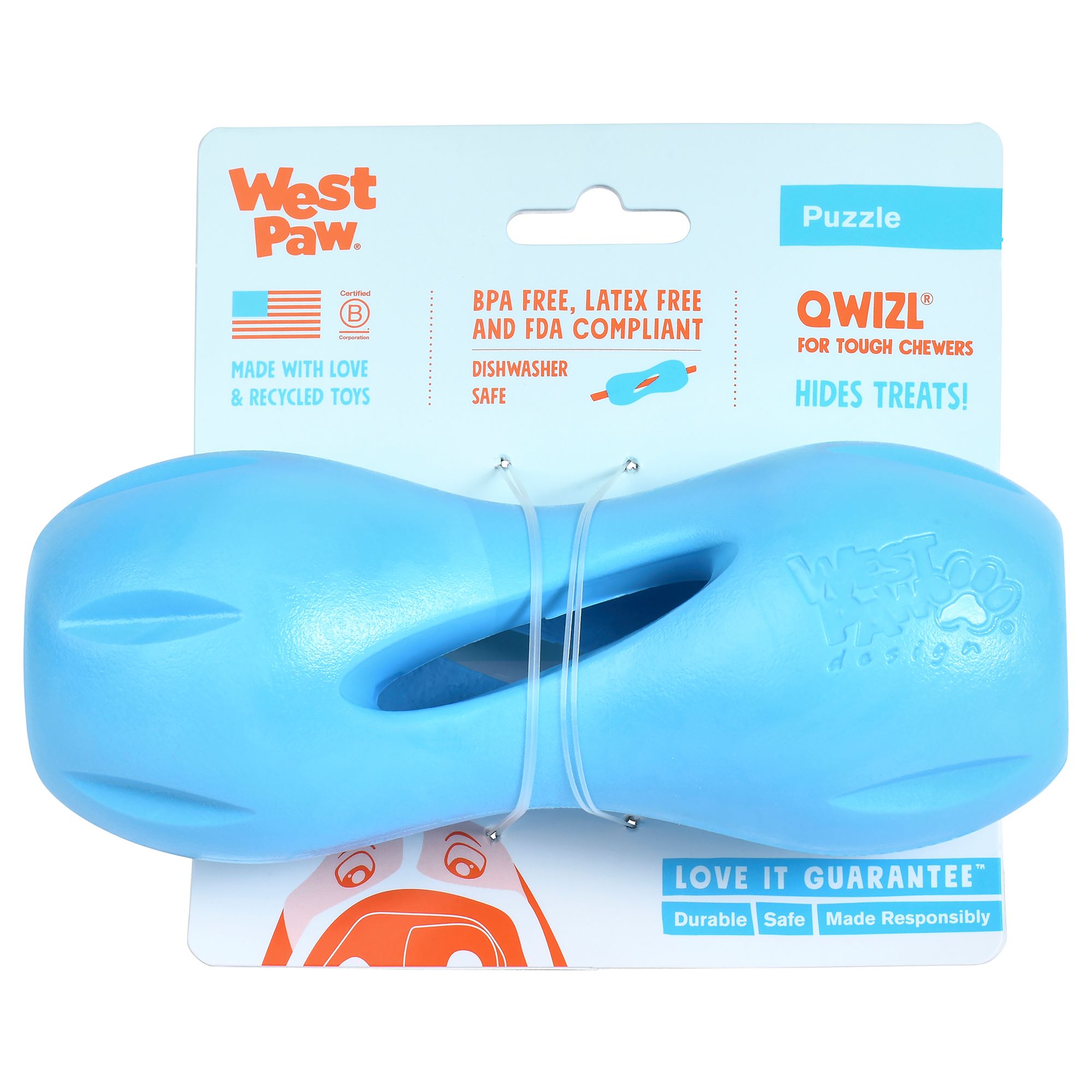 West Paw Zogoflex Qwizl Dog Toy in Blue, Size: Large | PetSmart