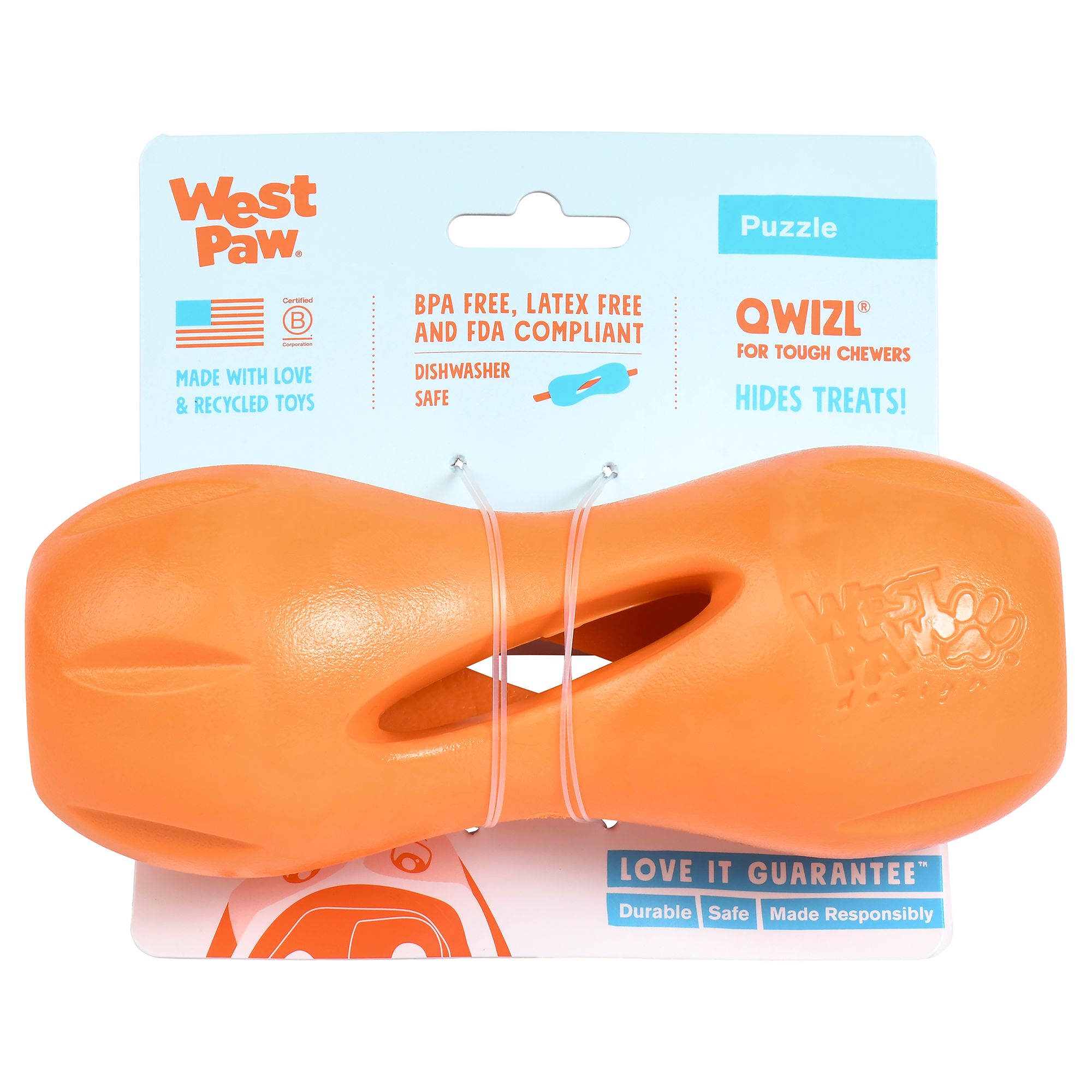 West Paw Zogoflex Qwizl Dog Toy in Orange, Size: Large | PetSmart