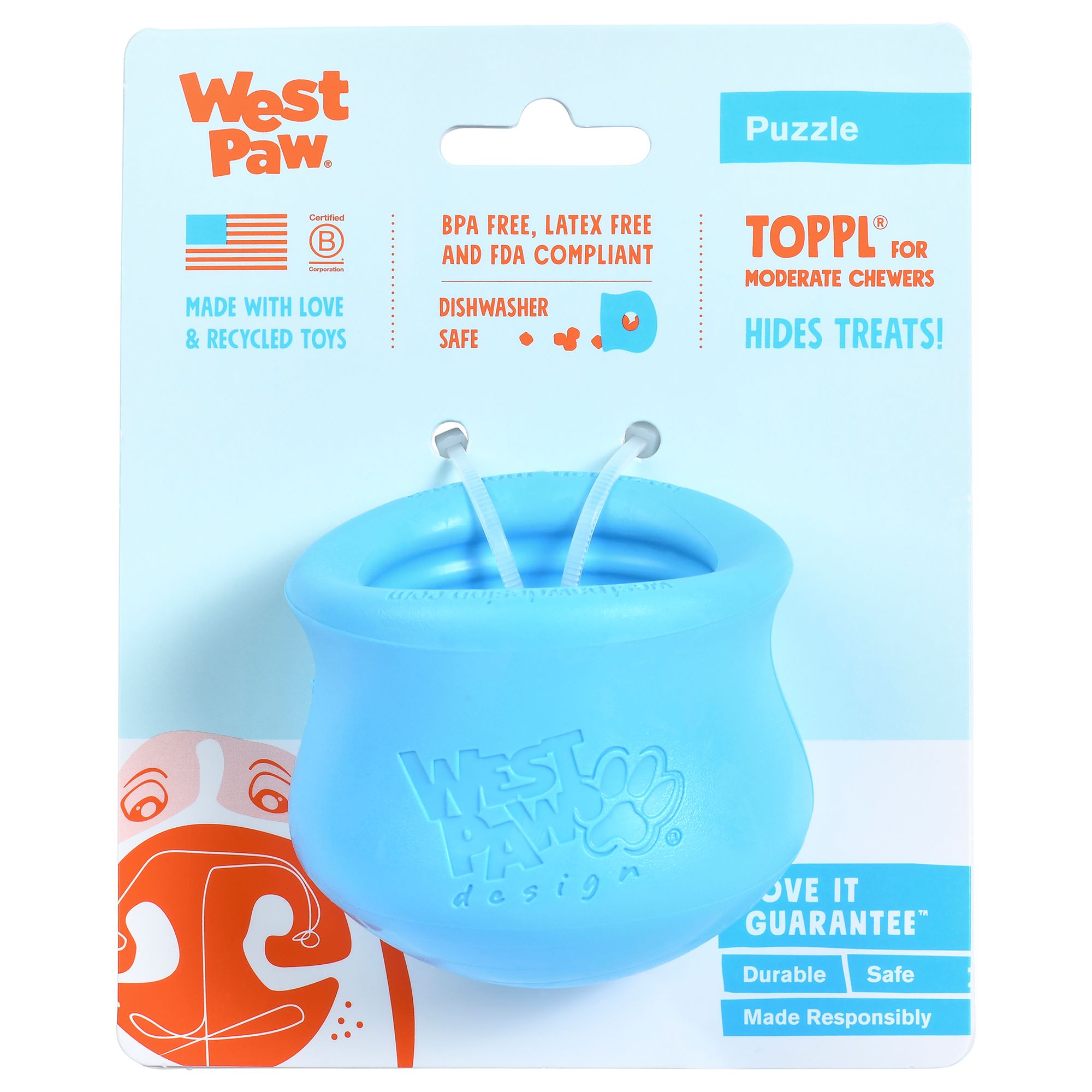 West Paw Zogoflex Toppl Dog Toy in Blue, Size: Small | PetSmart