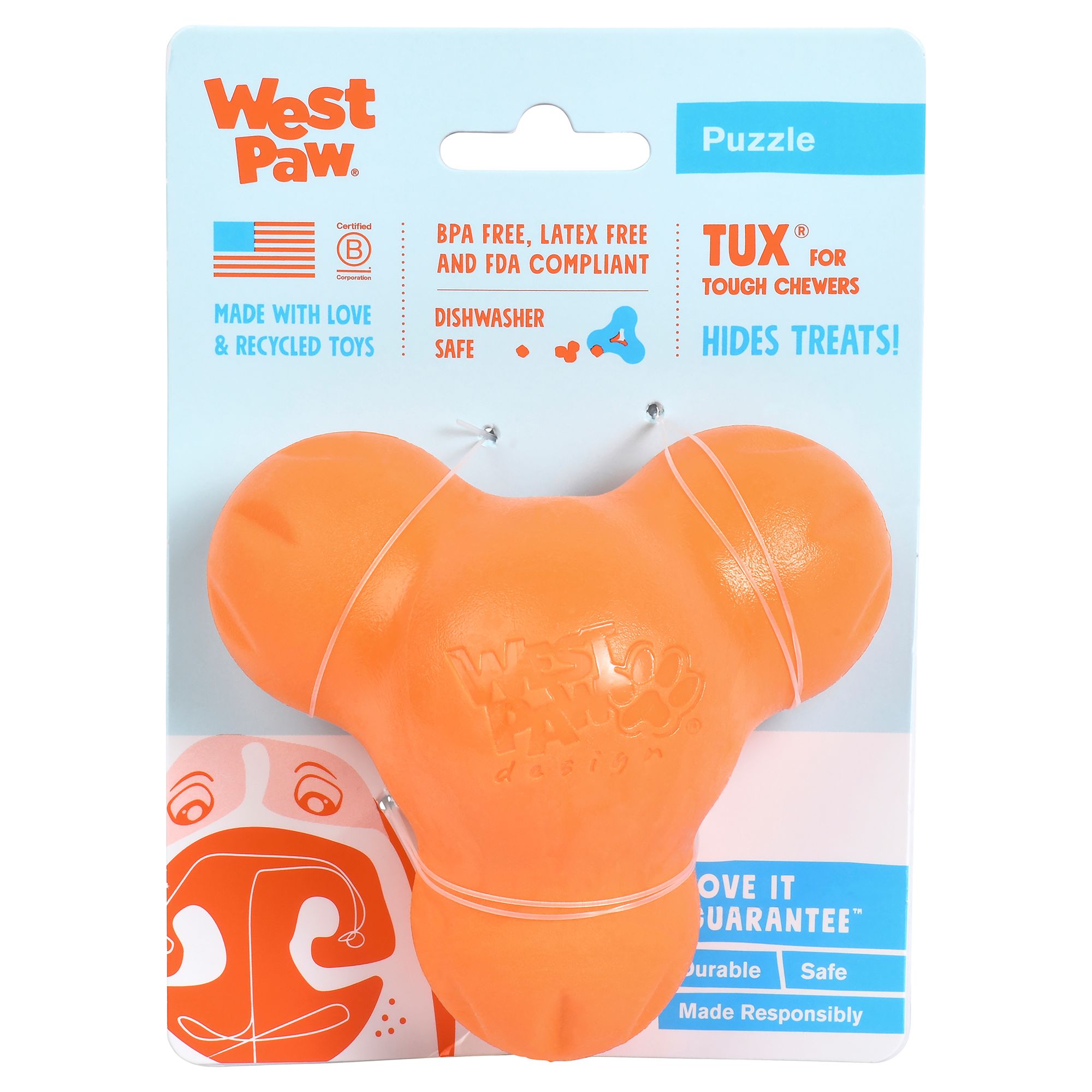 West Paw Zogoflex Tux Dog Toy in Orange, Size: Small | PetSmart