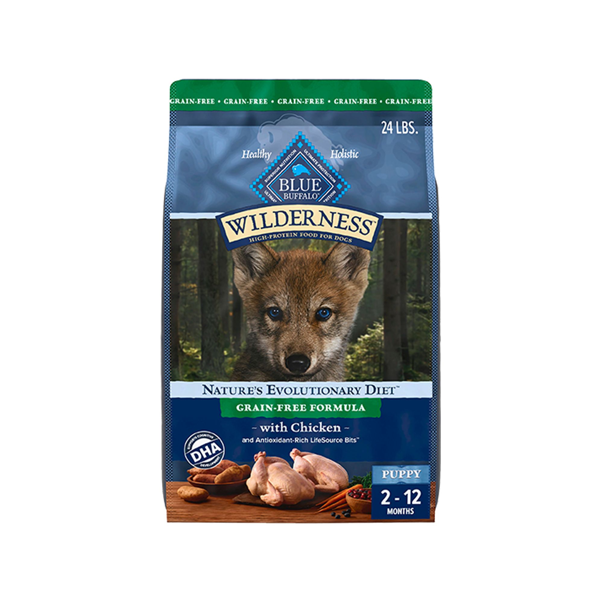 Blue Buffalo Wilderness Grain Free Puppy Dry Dog Food - High Protein, Chicken, Size: 24 lb | PetSmart
