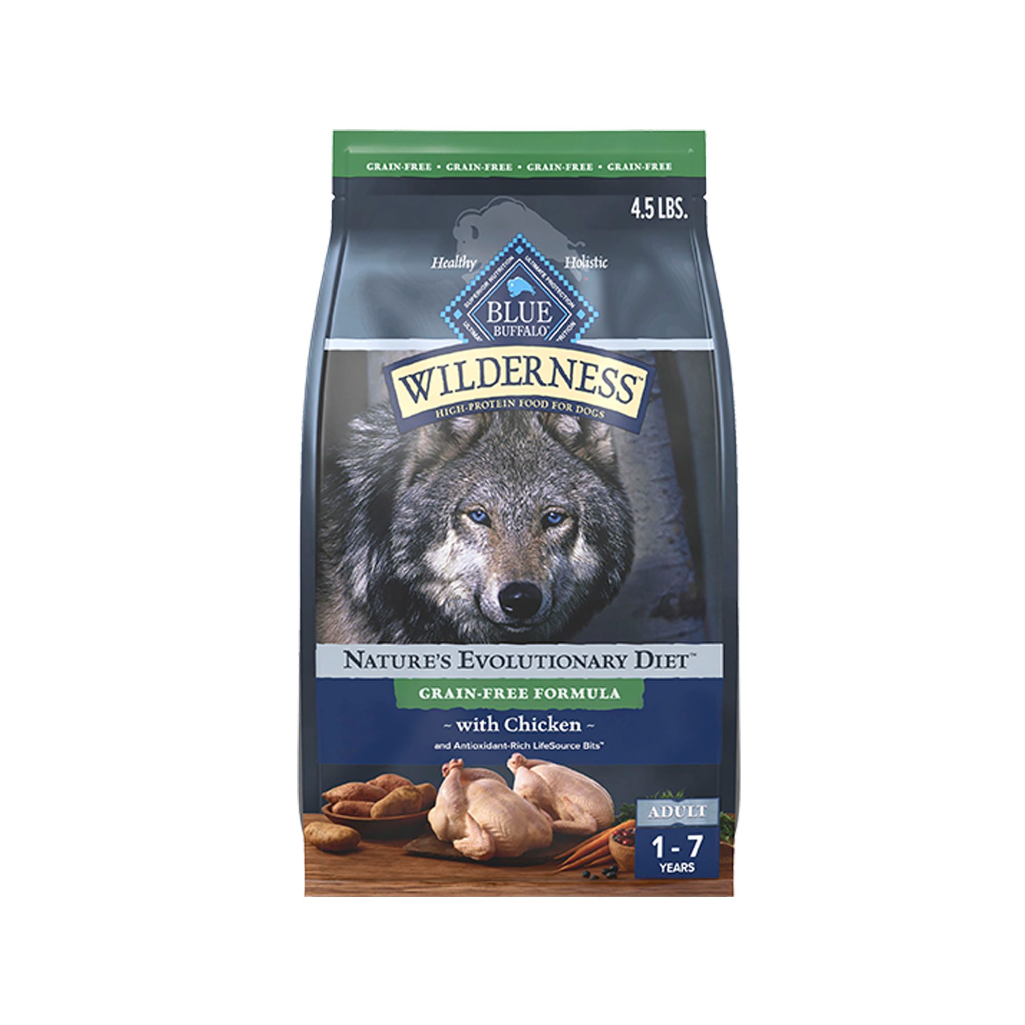 Blue Buffalo Wilderness Nature's Evolutionary Diet Adult Dog Dry Food - Grain Free, Chicken, Size: 4.5 lb | PetSmart
