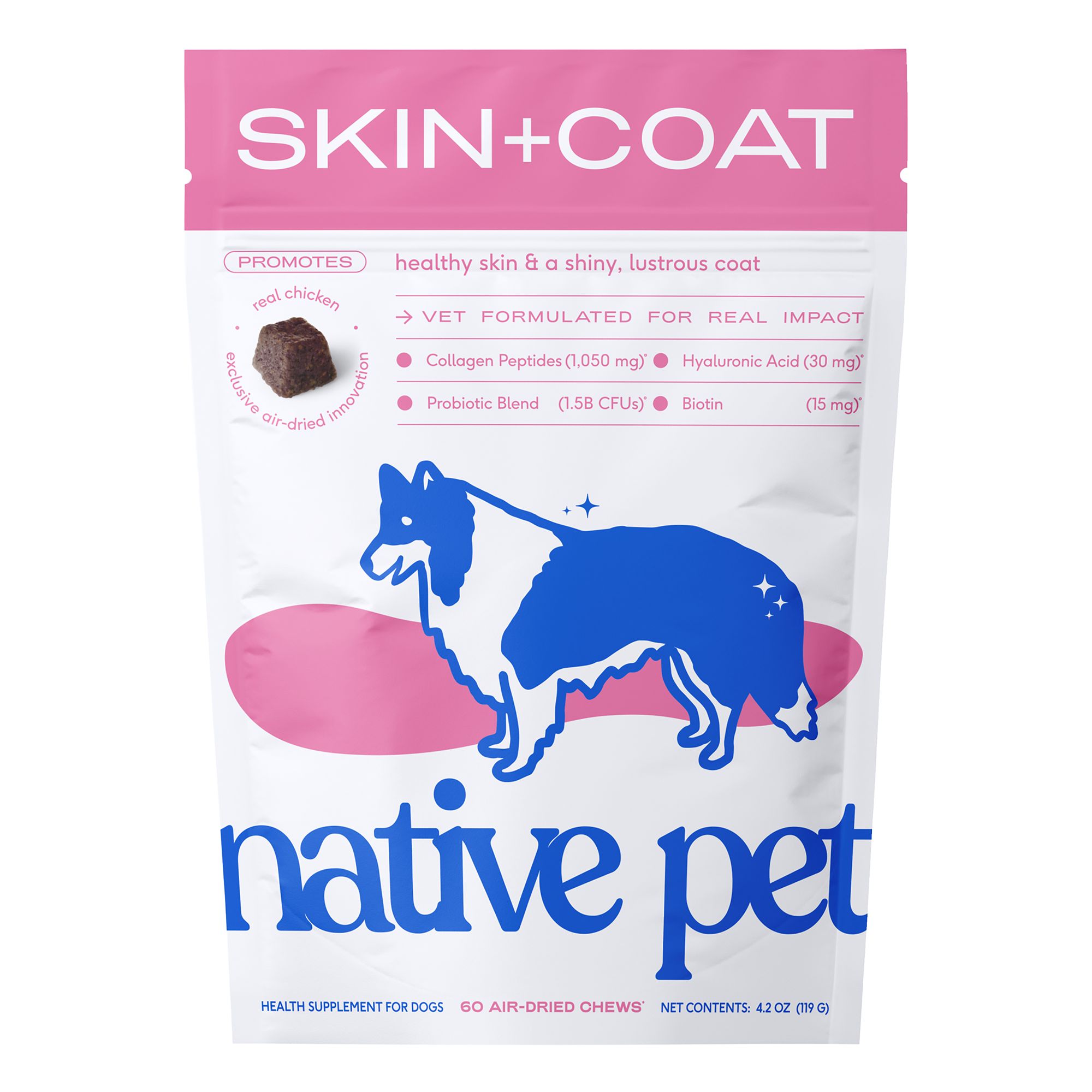 Native Pet Skin and Coat Chews with Omega-3 Supplement for Dogs in Red, Size: 60 Count | PetSmart