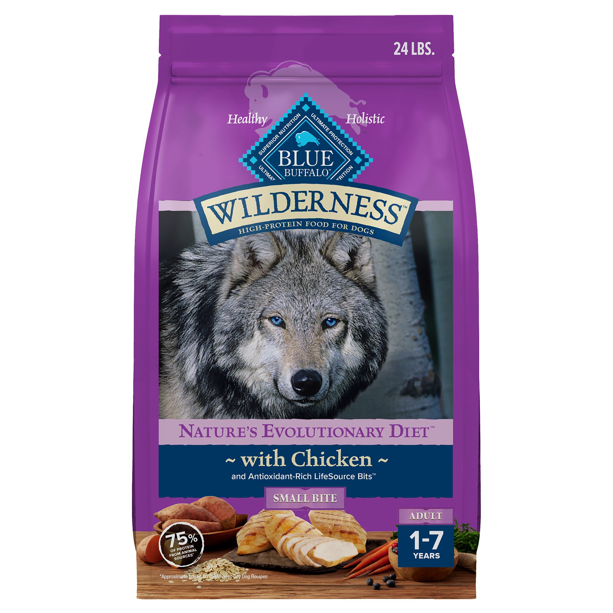 Blue Buffalo Wilderness Nature's Evolutionary Diet Small Bite Adult Dog Dry Food - Chicken, 24 lb | PetSmart