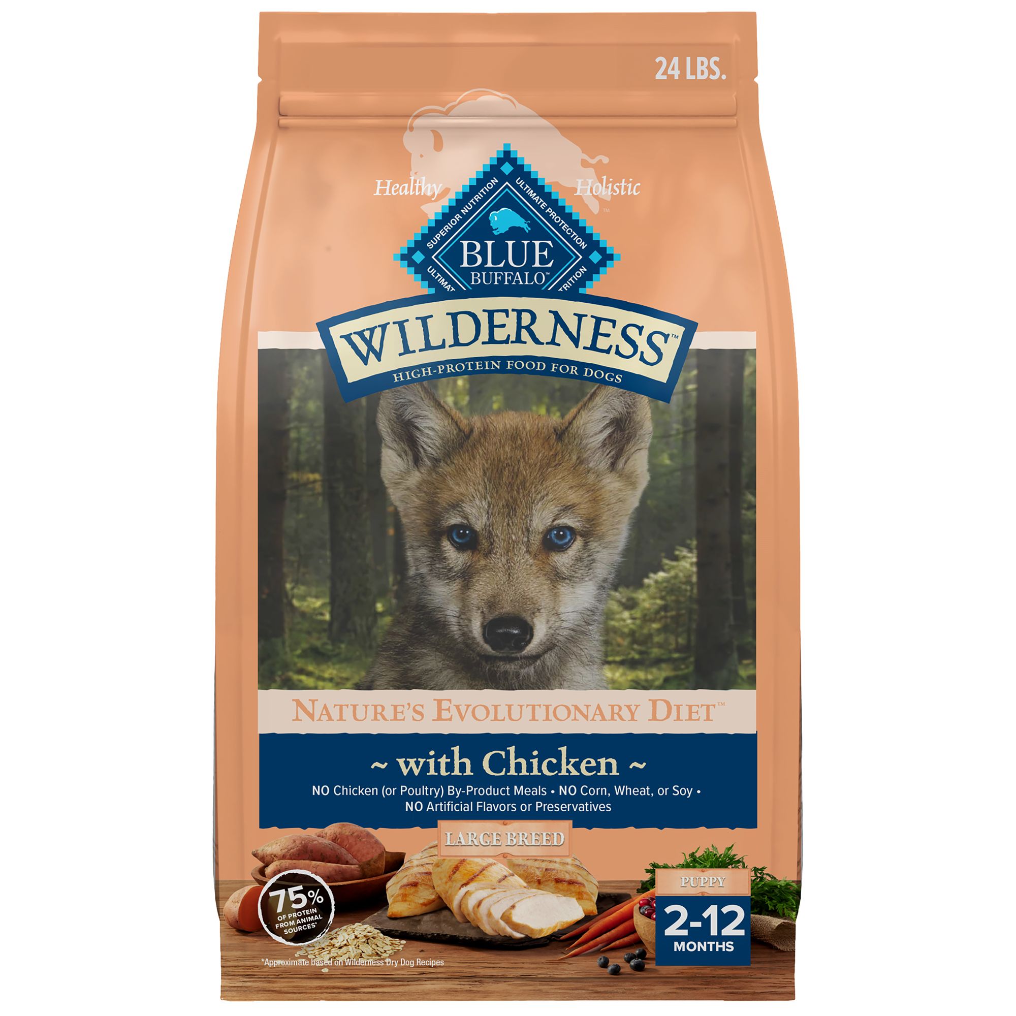 Blue Buffalo Wilderness Nature's Evolutionary Diet Large Breed Puppy Dry Dog Food - Chicken, 24 lb | PetSmart