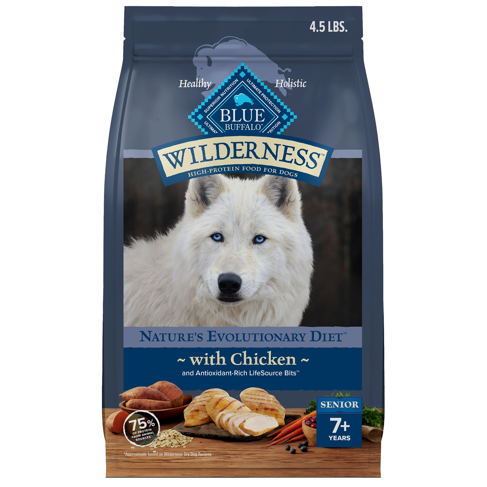 Blue Buffalo Wilderness Nature's Evolutionary Diet Senior Dry Dog Food - Chicken, 4.5 lb | PetSmart