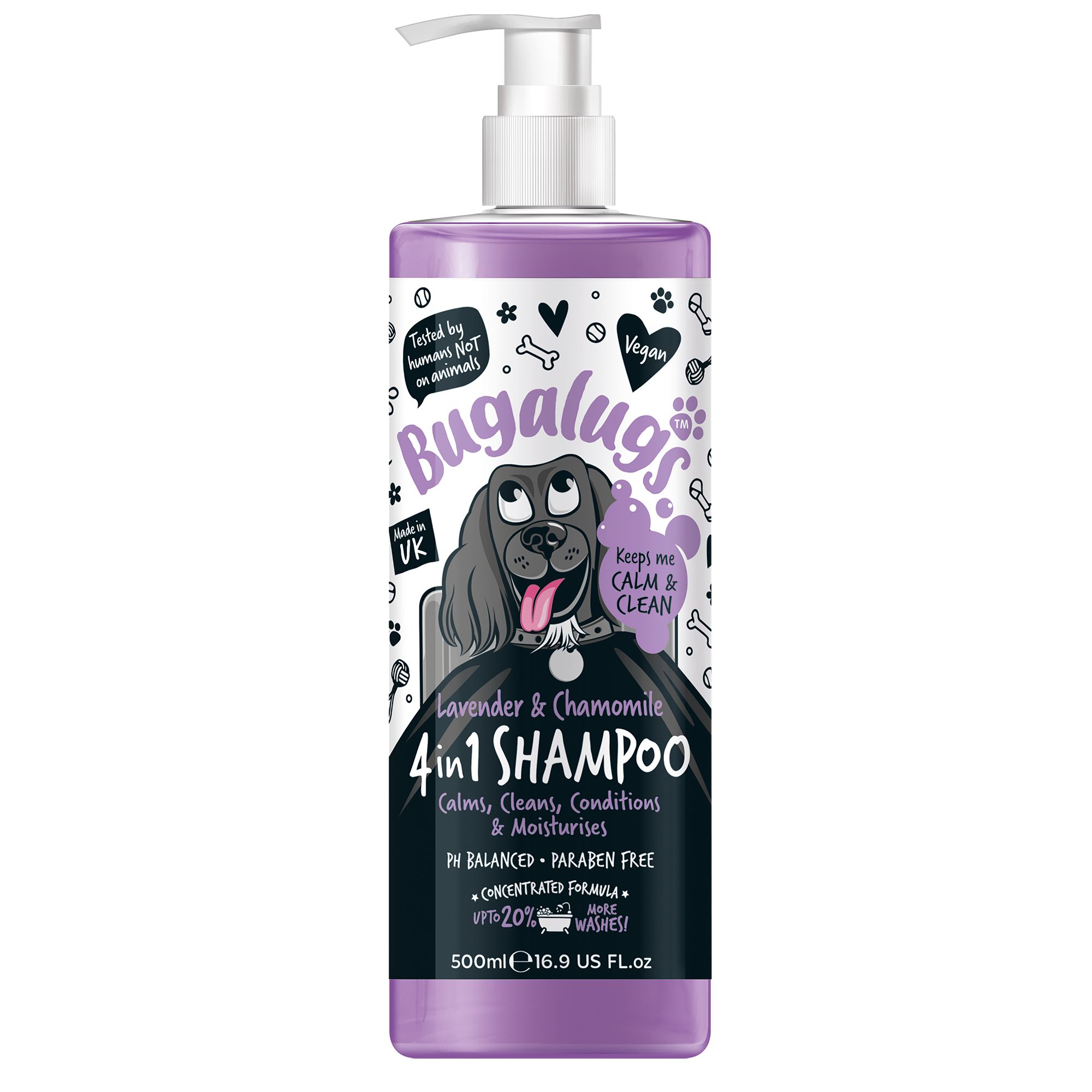 Bugalugs 4-in-1 Dog Shampoo & Conditioner - Lavender & Chamomile 16.9 oz (16.9 Fl Oz)