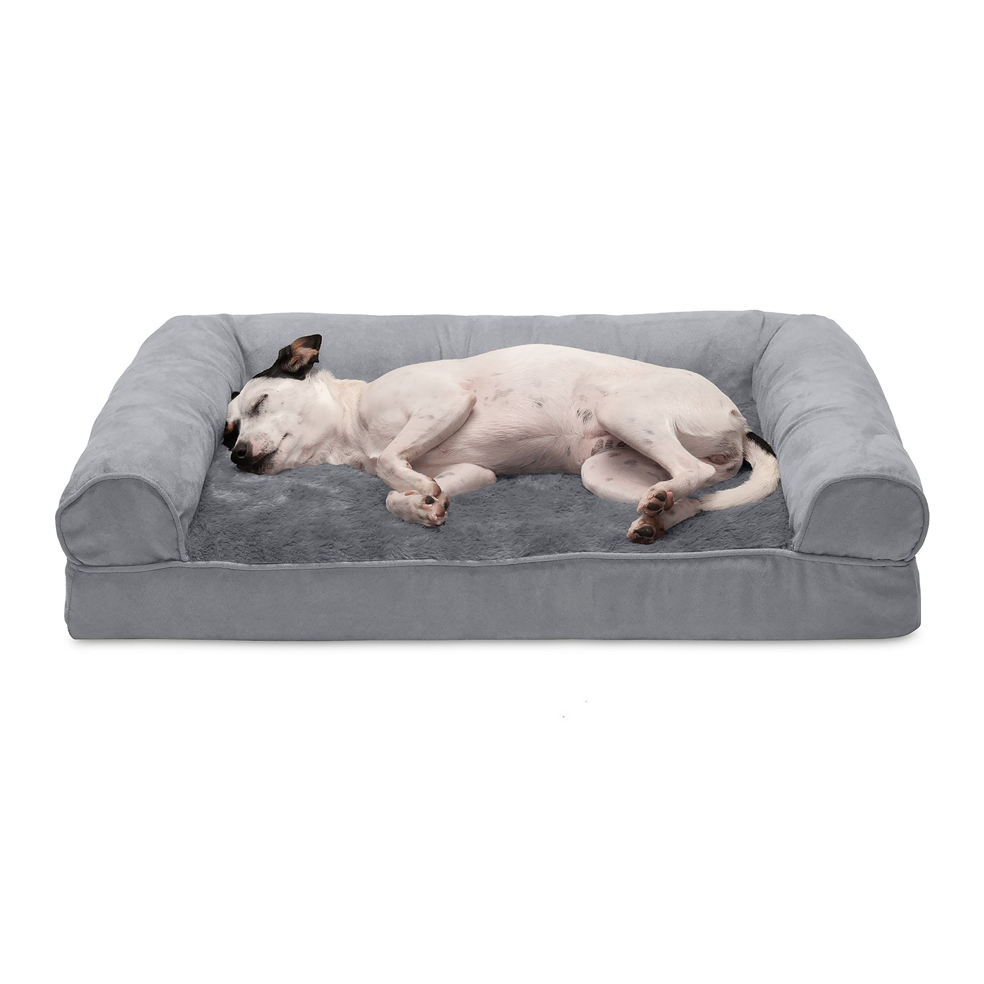 FurHaven Plush and Suede Full Support Orthopedic Sofa Pet Bed for Dogs Cats - Gray in Grey, Size: Medium | Polyester PetSmart