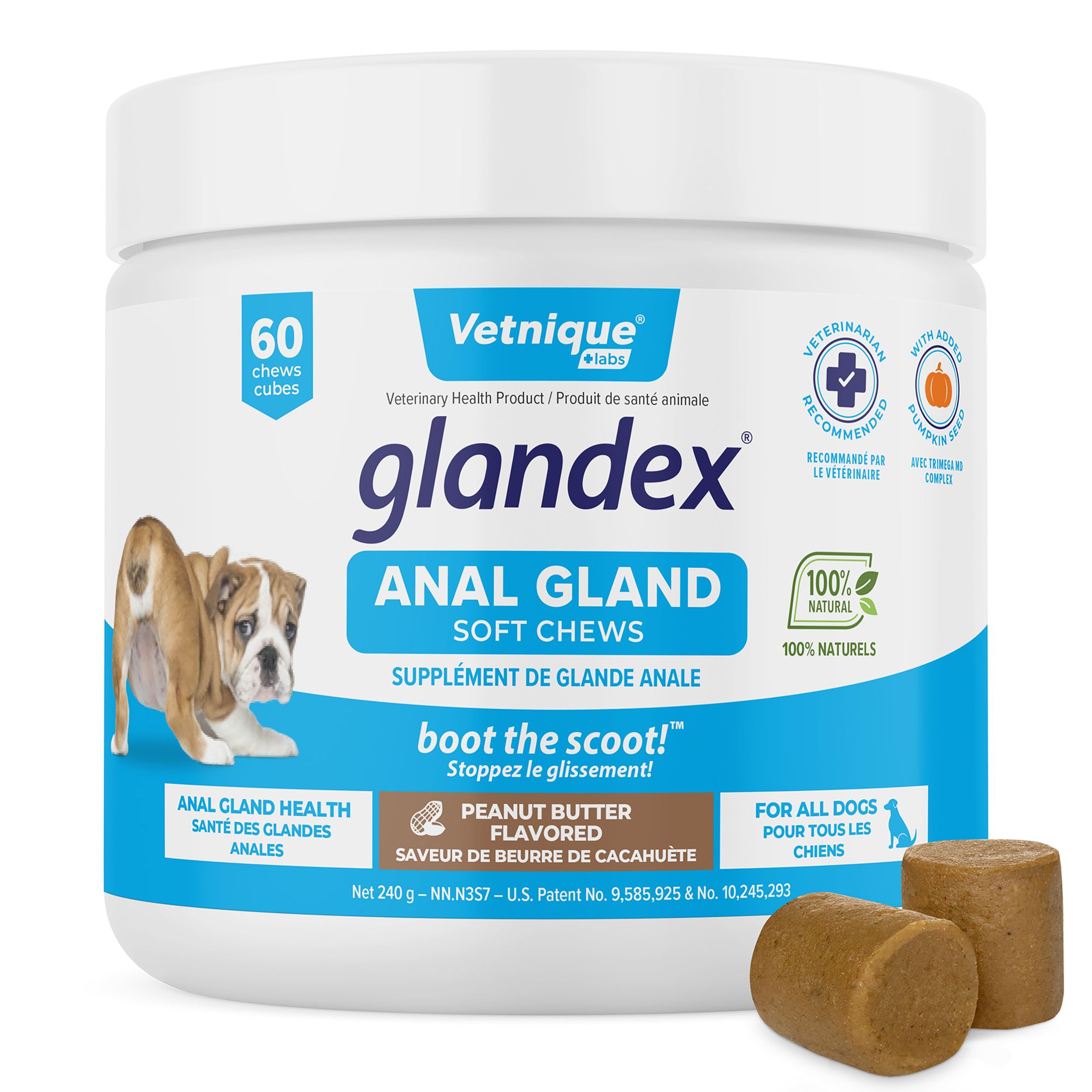 Glandex® boot the scoot!&trade; Anal Gland Health Soft Chews for Dogs - Peanut Butter, 60 count