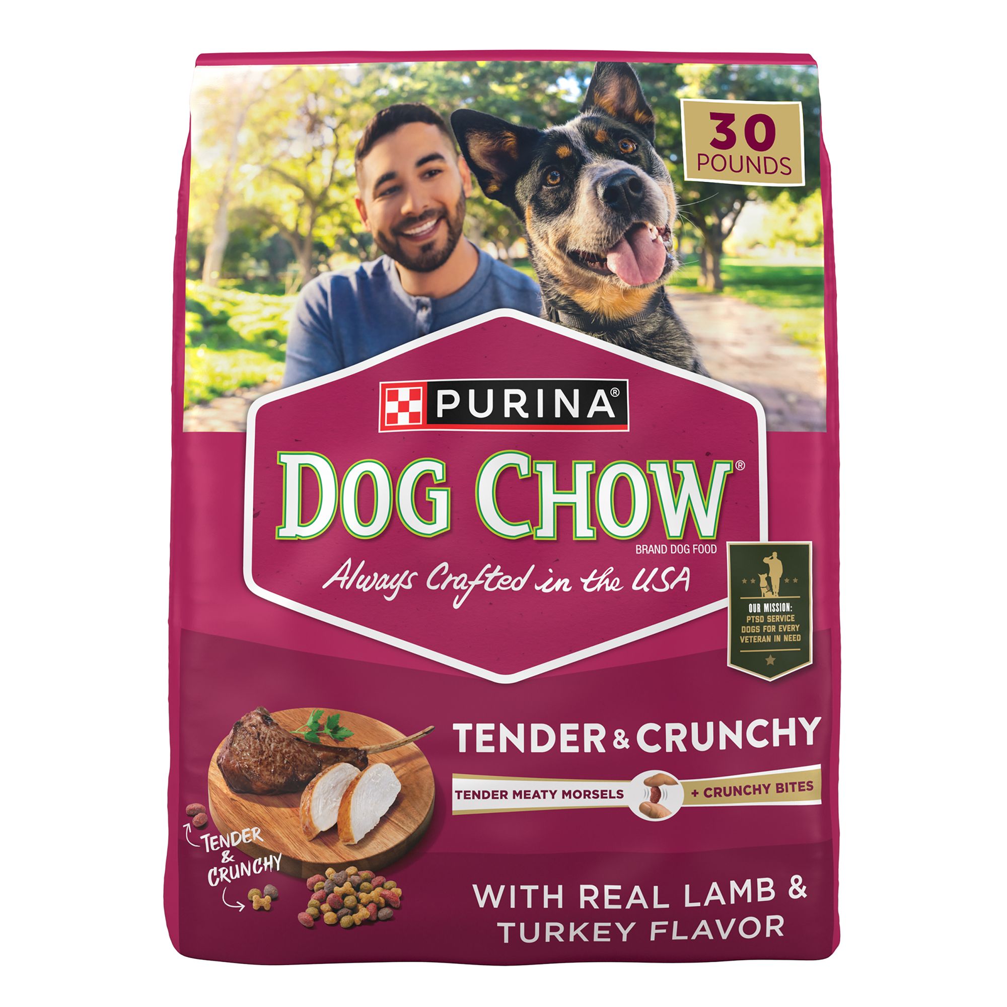 Purina Dog Chow Tender and Crunchy Food Lamb Turkey 30 LB | PetSmart Red