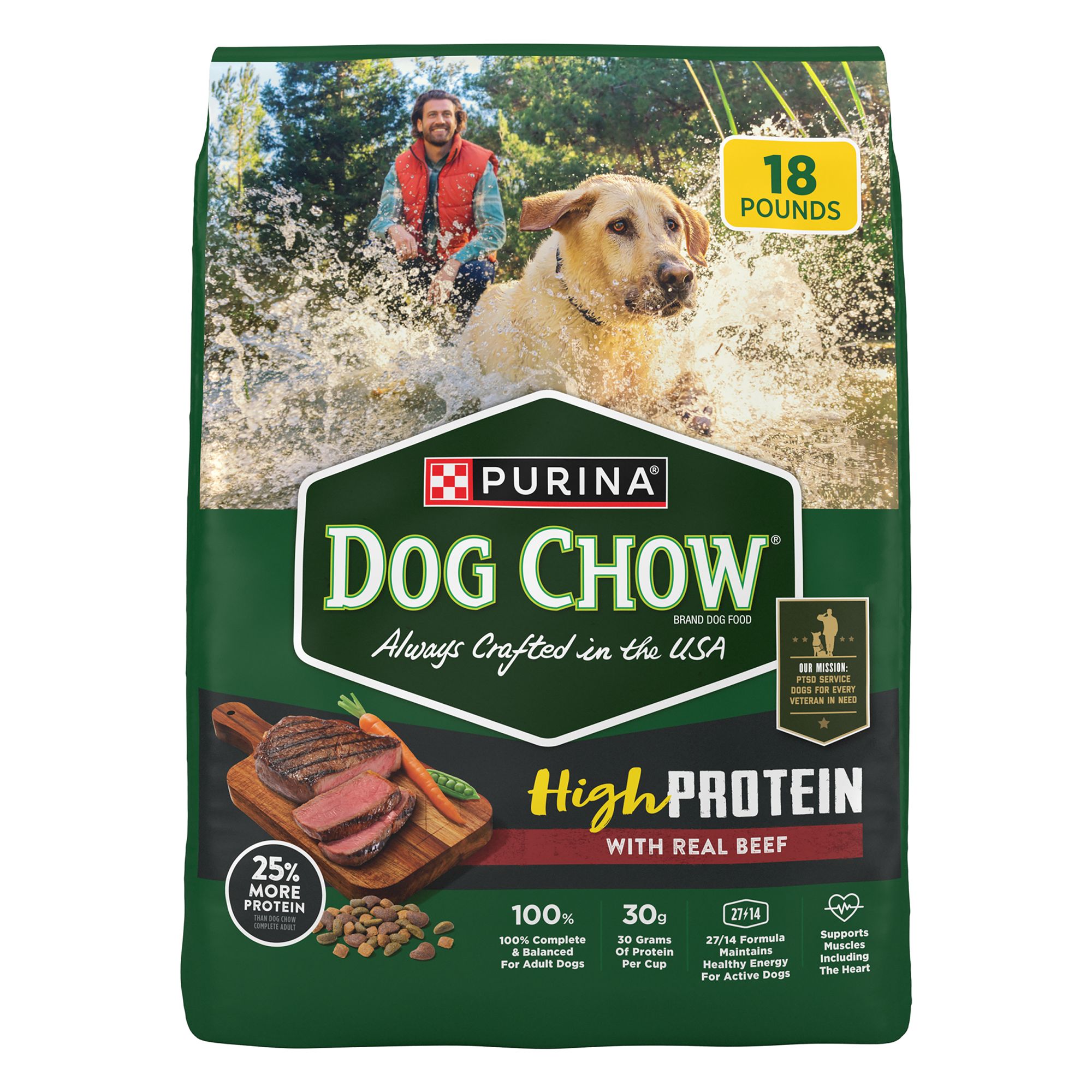 Purina Dog Chow High Protein Beef Food, Size: 18 lb | PetSmart Red
