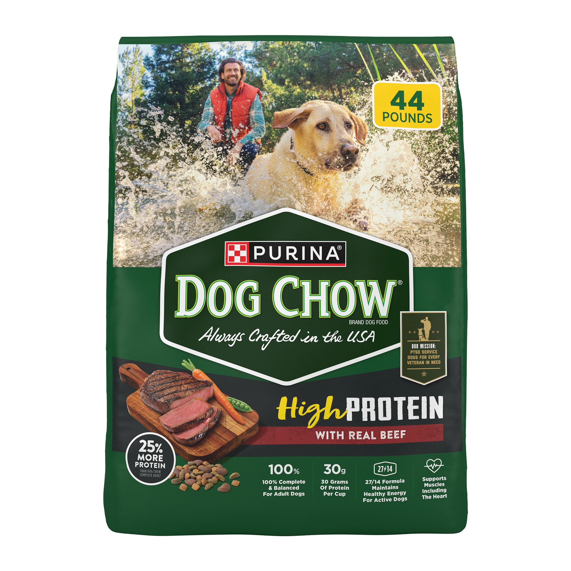 Purina Dog Chow High Protein Beef Food, Size: 44 lb | PetSmart Red